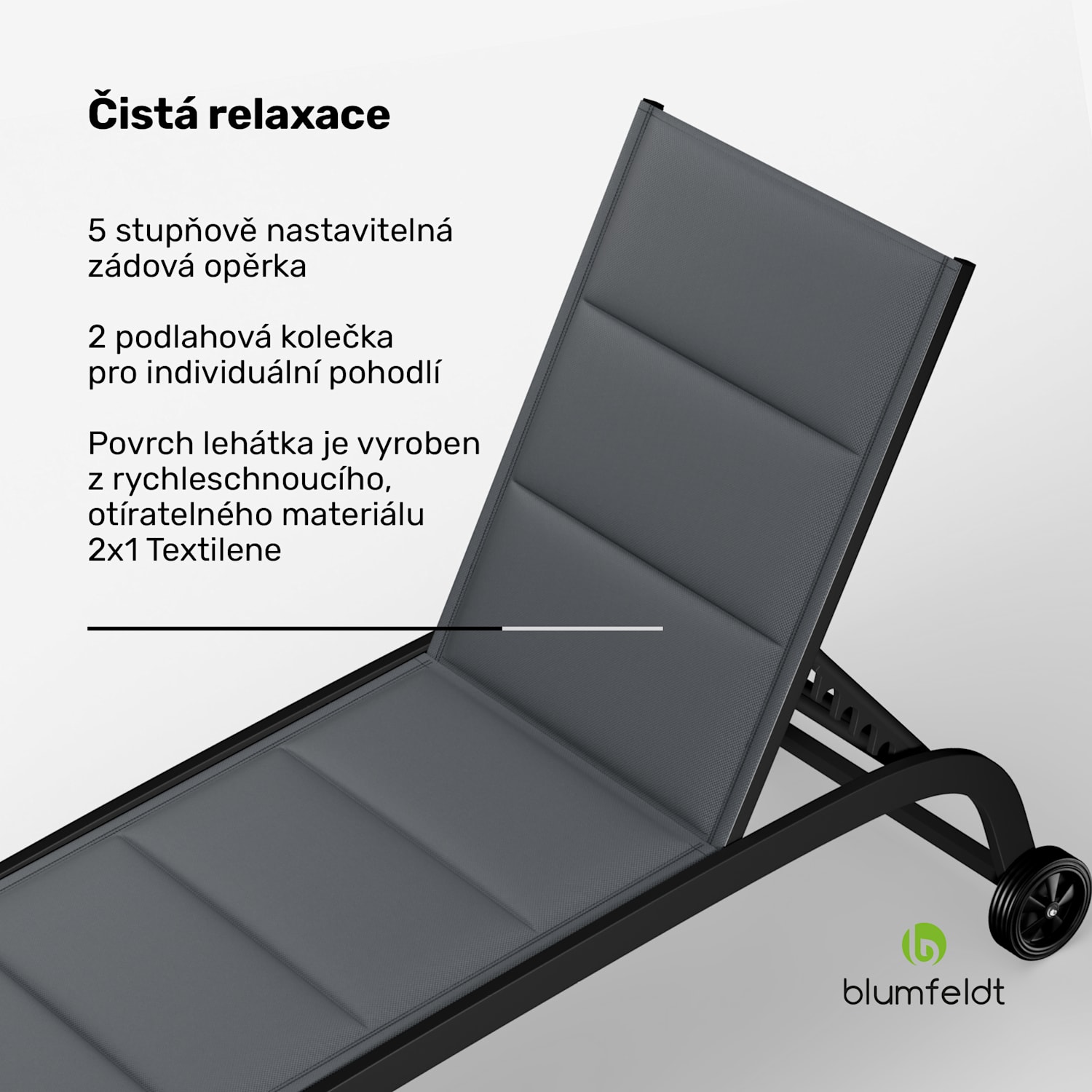 Limala, lehátko, ocel/hliník, textilen, 150 kg, přenosné Tmavě šedá