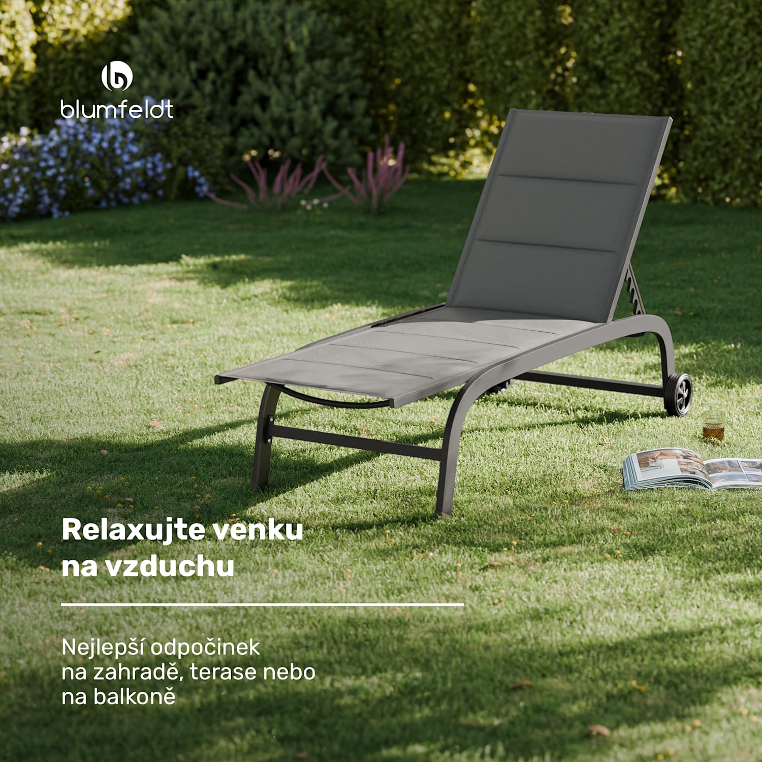 Limala, lehátko, ocel/hliník, textilen, 150 kg, přenosné Tmavě šedá