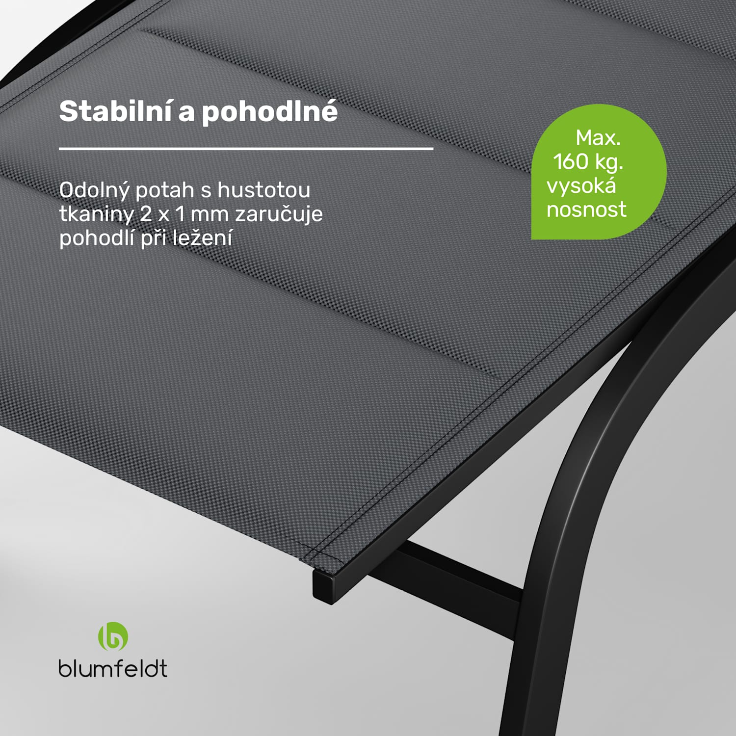 Limala, lehátko, ocel/hliník, textilen, 150 kg, přenosné Tmavě šedá