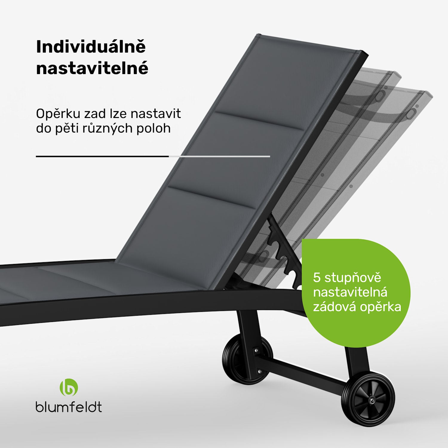 Limala, lehátko, ocel/hliník, textilen, 150 kg, přenosné Tmavě šedá