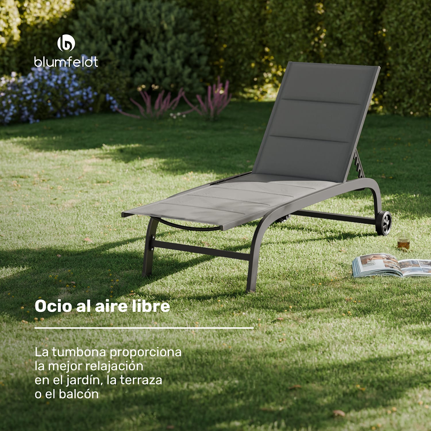 Tumbona Limala Acero/Aluminio Textilene 150 kg móvil Gris Oscuro