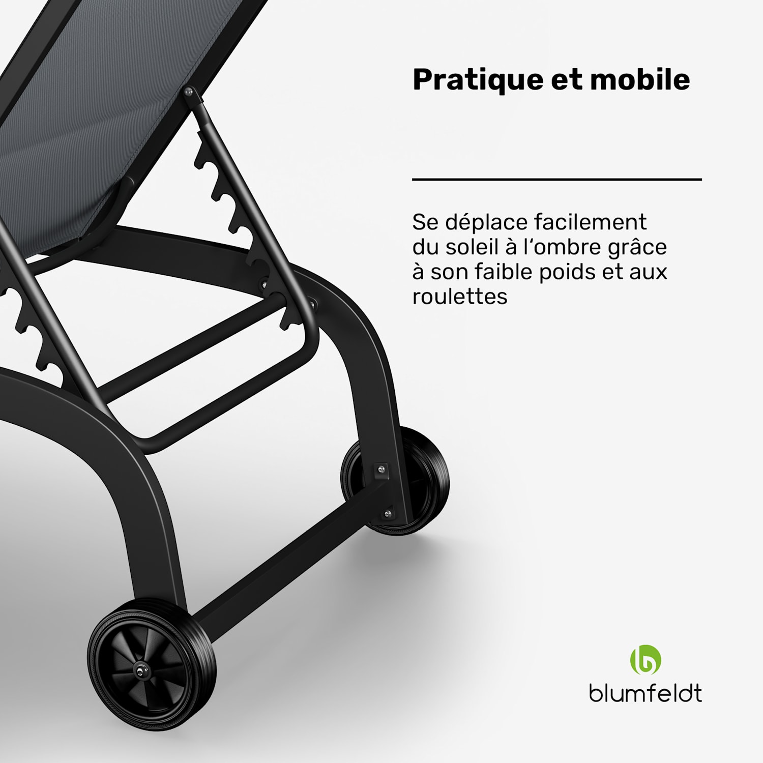 Bain de soleil Limala Acier/Aluminium Textilene 150 kg mobile Gris Foncé