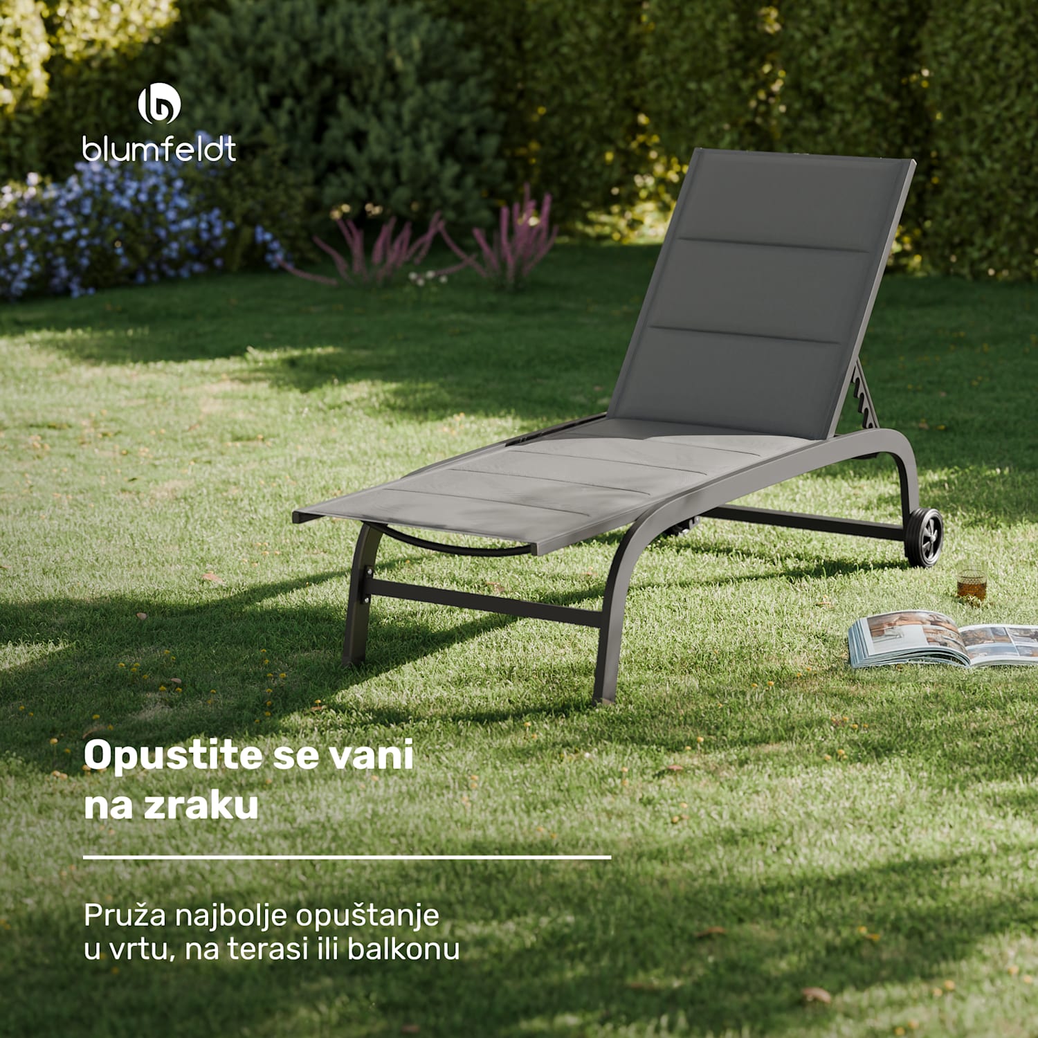 Limala, ležaljka, čelik / aluminij, tekstil, 150 kg, prijenosna Tamno siva
