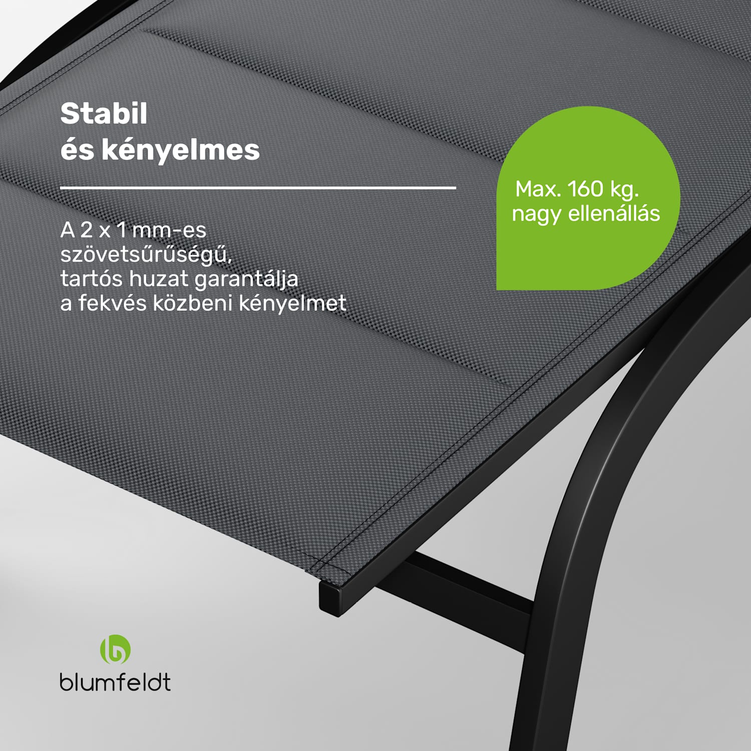 Limala, napozóágy, acél/alumínium, textilén, 150 kg, hordozható Sötét szürke