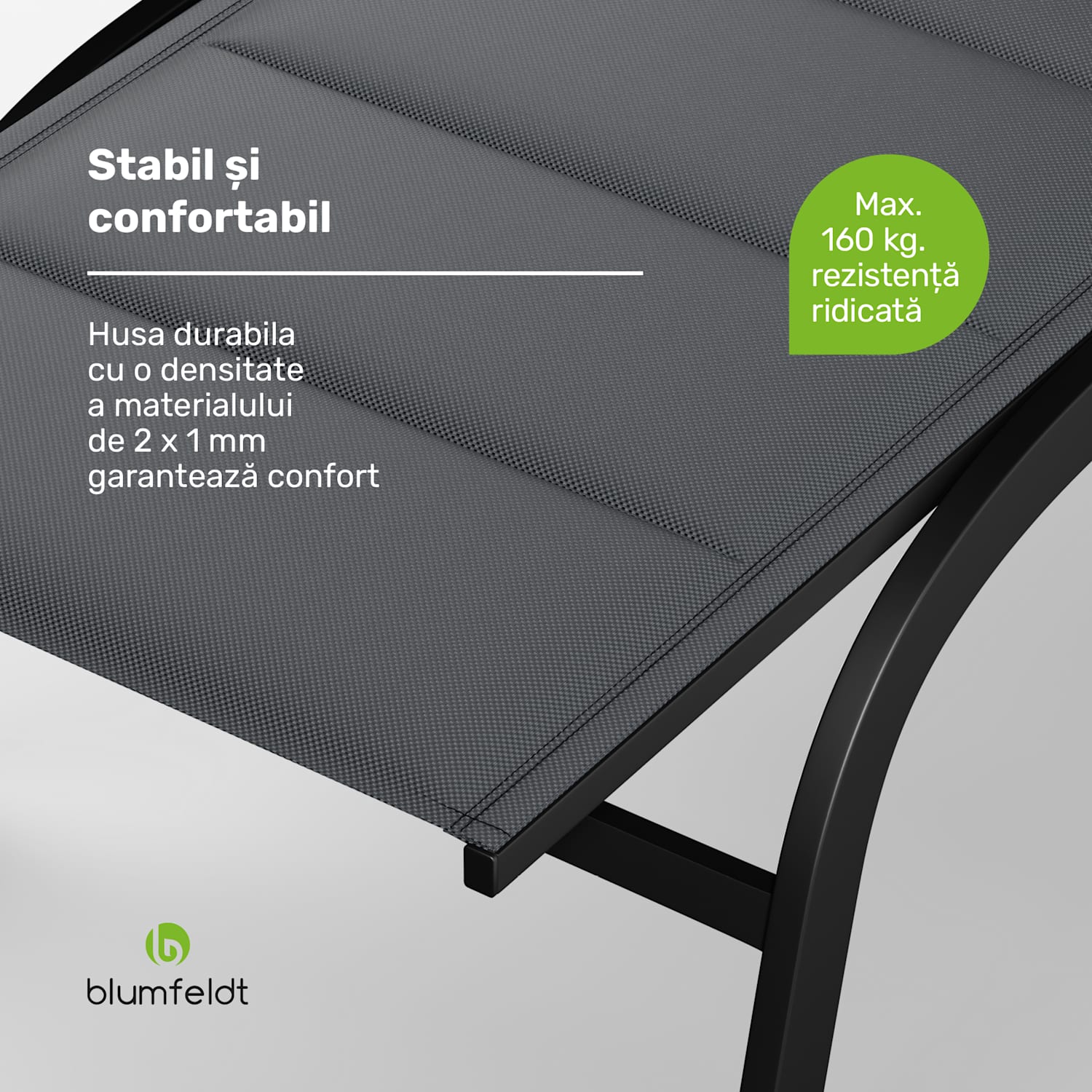 Limala, șezlong, oțel / aluminiu, textil, 150 kg, portabil Gri închis