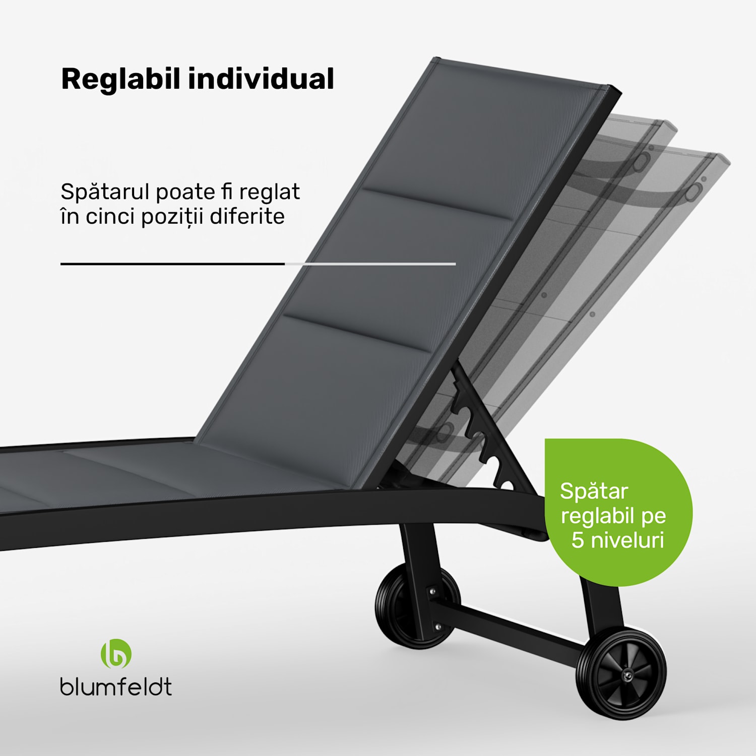 Limala, șezlong, oțel / aluminiu, textil, 150 kg, portabil Gri închis