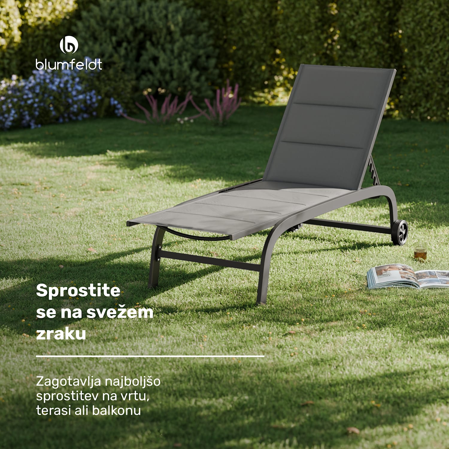 Limala, ležalnik, jeklo/aluminij, tekstil, 150 kg, prenosni Temno siva