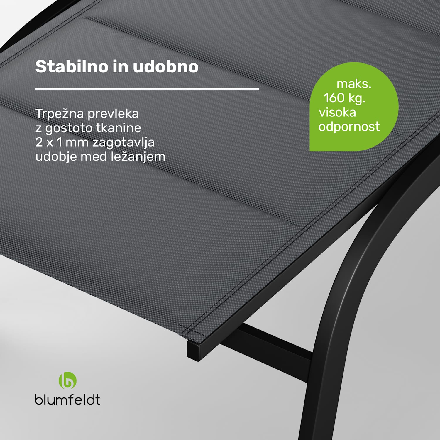 Limala, ležalnik, jeklo/aluminij, tekstil, 150 kg, prenosni Temno siva