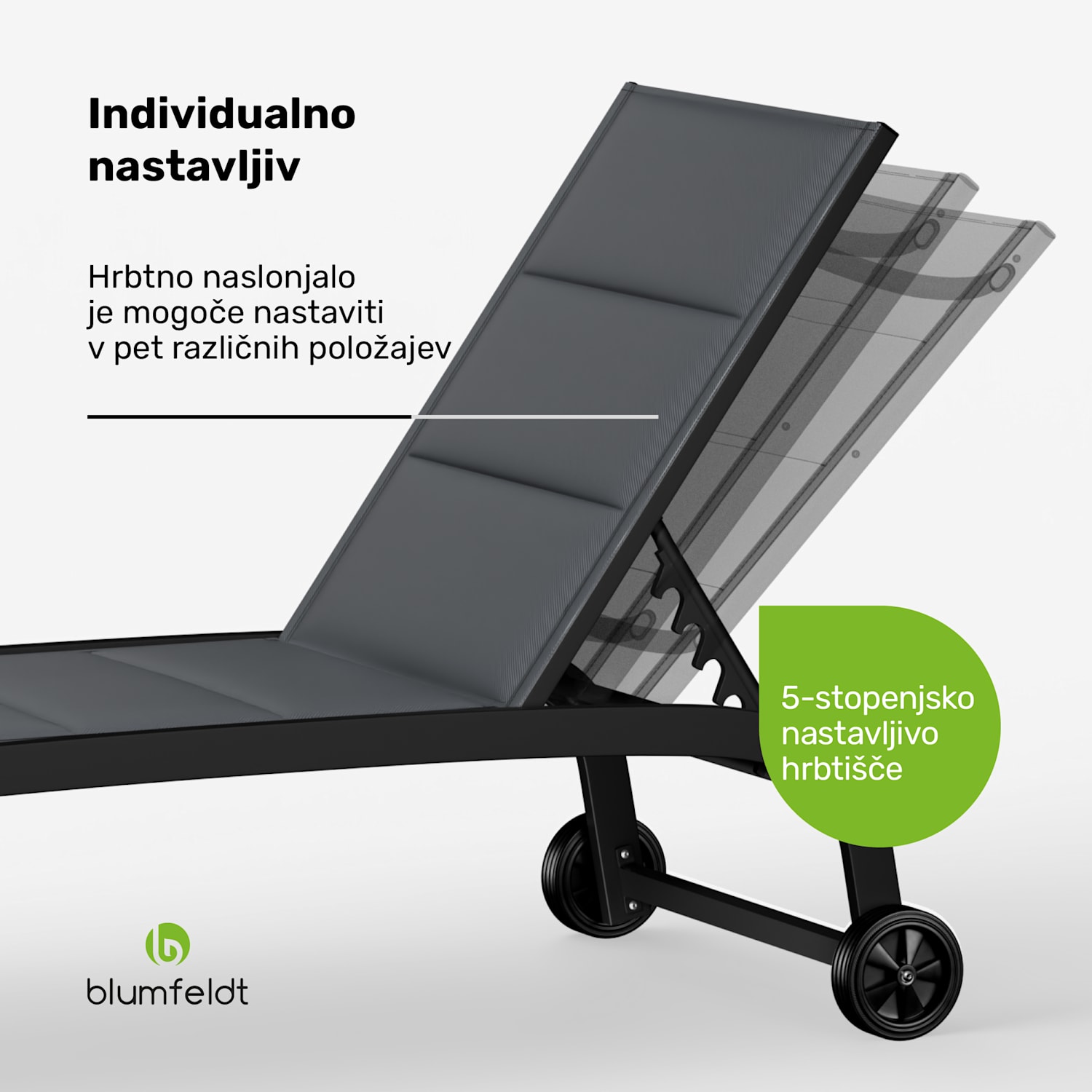 Limala, ležalnik, jeklo/aluminij, tekstil, 150 kg, prenosni Temno siva