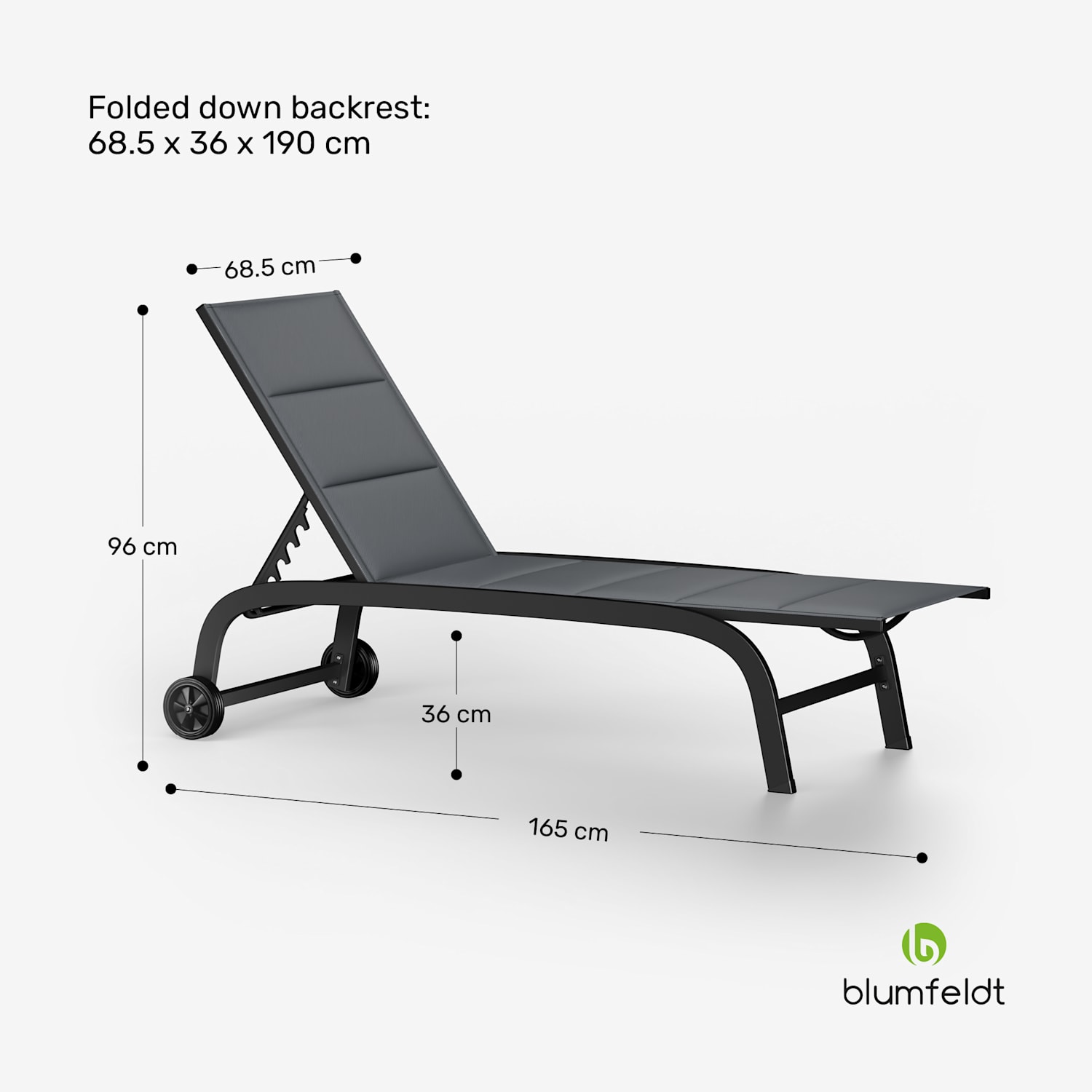 Limala, ležalnik, jeklo/aluminij, tekstil, 150 kg, prenosni Temno siva
