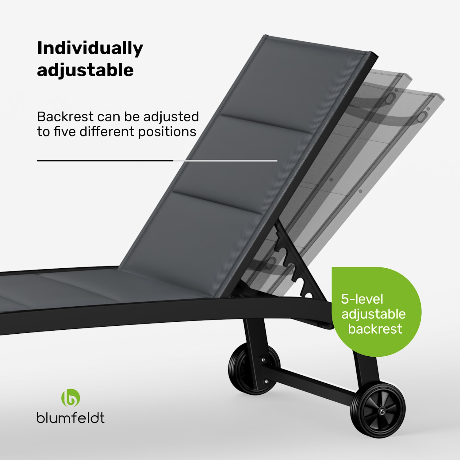 Limala aurinkotuoli teräs/alumiini tekstiilinoja 150 kg siirrettävä Tummanharmaa