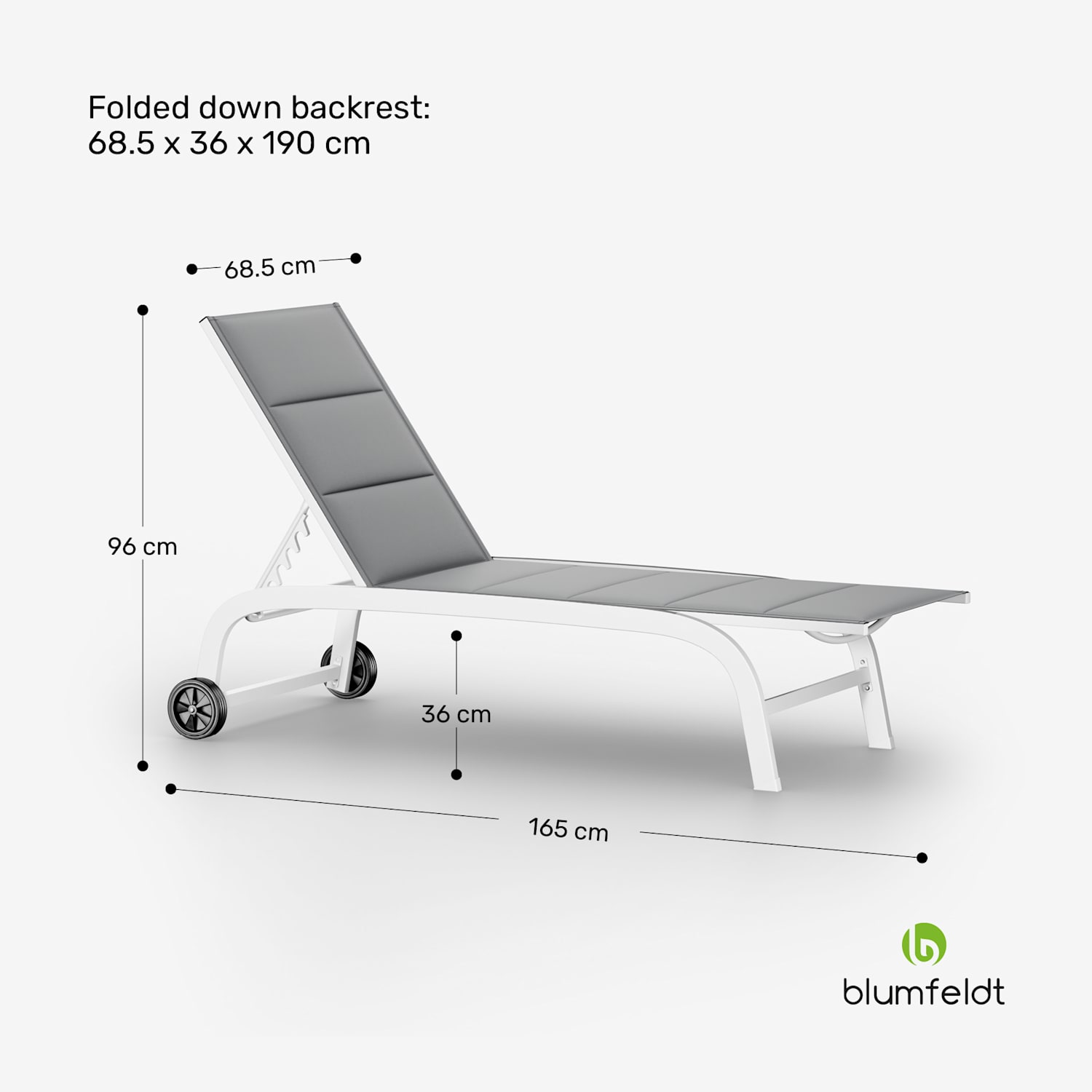 Limala, leżak ogrodowy, leżanka, stal/aluminium, tekstylen, 150 kg Biały