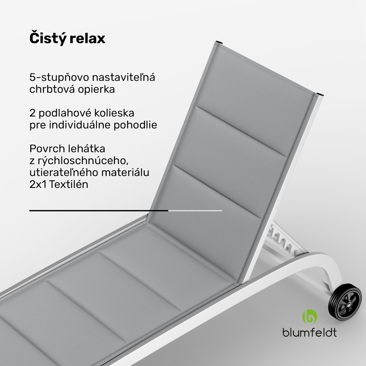 Limala, lehátko, oceľ/hliník, textilén, 150 kg, prenosné 