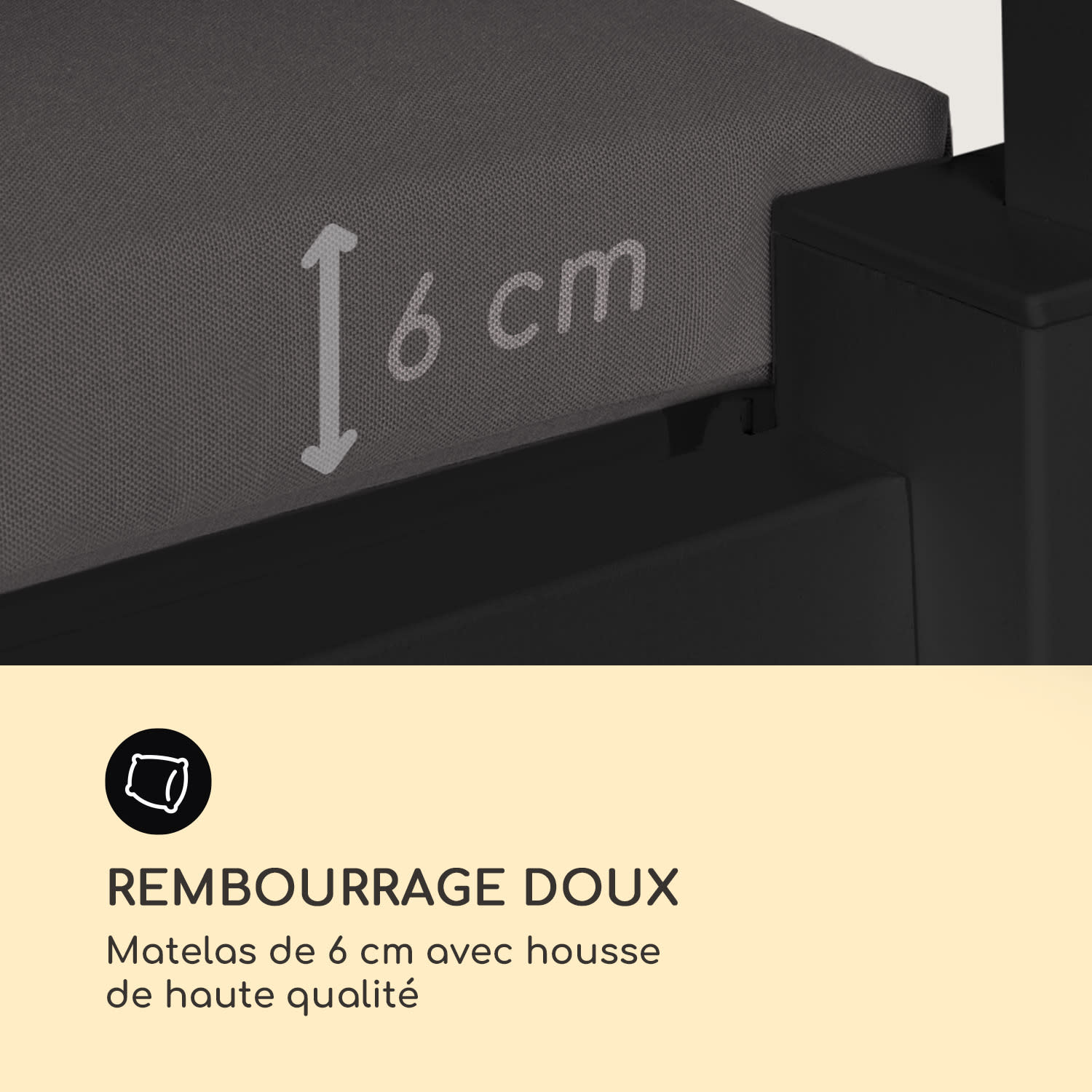 Chaise longue Eremitage Double Lux 4 positions d'inclinaison 2 personnes coussin de 6 cm Noir