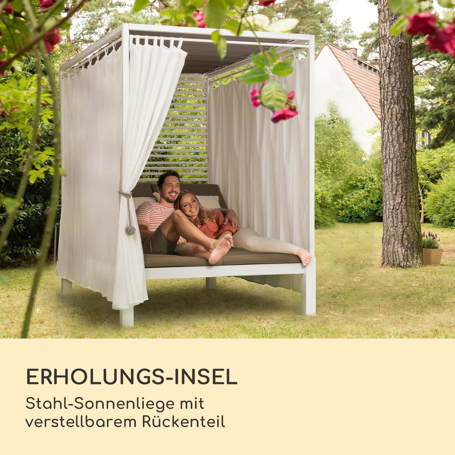 Eremitage Double Lux Sonnenliege 4 Liegepositionen 2 Personen 6 cm Polster Weiß