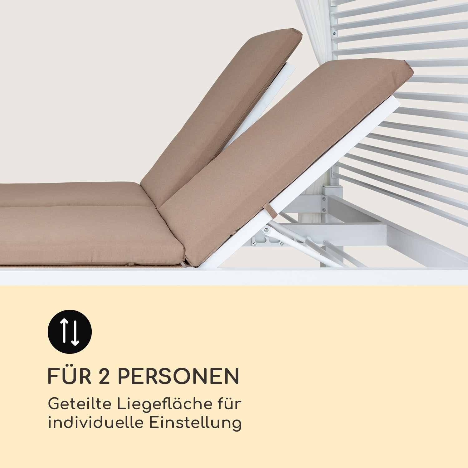 Eremitage Double Lux Sonnenliege 4 Liegepositionen 2 Personen 6 cm Polster Weiß