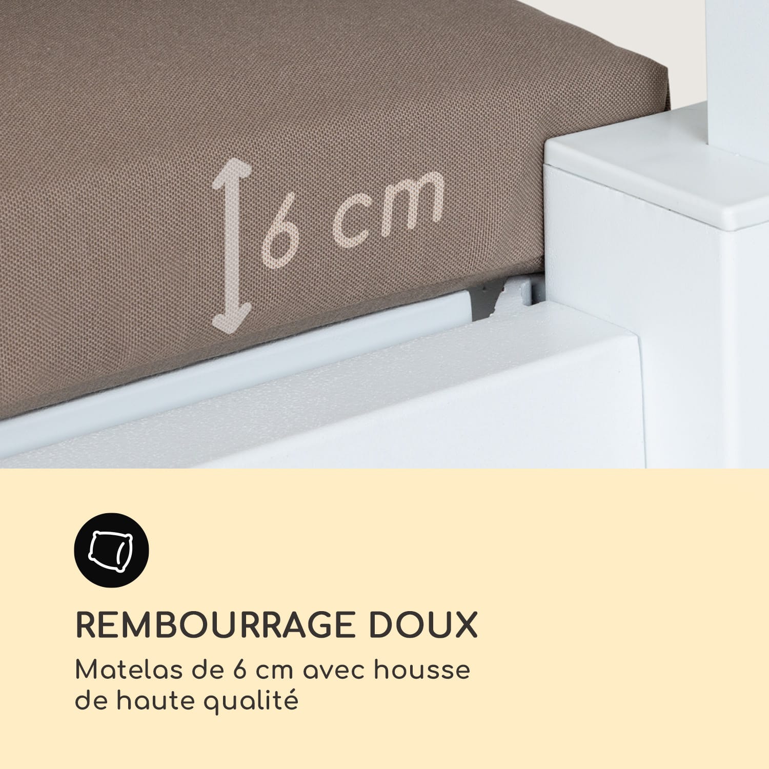 Chaise longue Eremitage Double Lux 4 positions d'inclinaison 2 personnes coussin de 6 cm Blanc