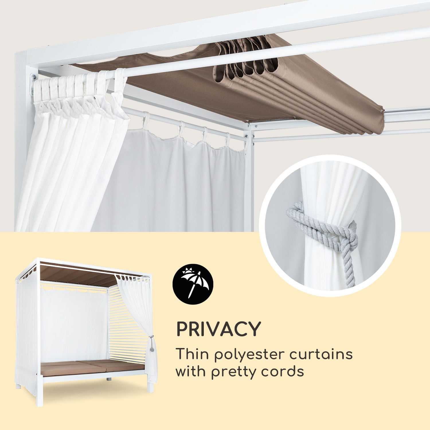 Eremitage Double Lux, lehátko, 4 polohy ležení, 2 osoby, 6 cm čalounění Bílá