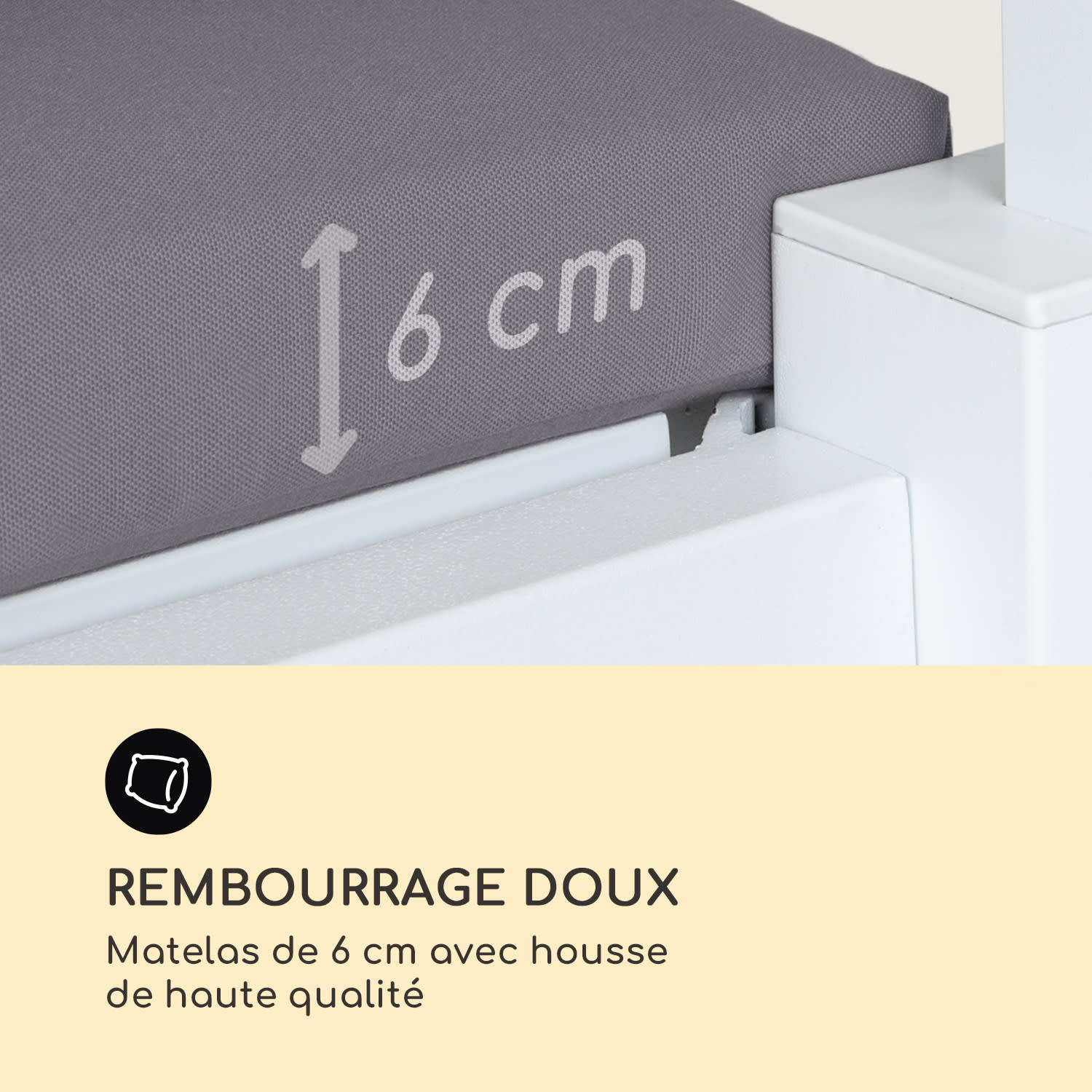 Chaise longue Eremitage Double Lux 4 positions d'inclinaison 2 personnes coussin de 6 cm Blanc / Gris Moyen