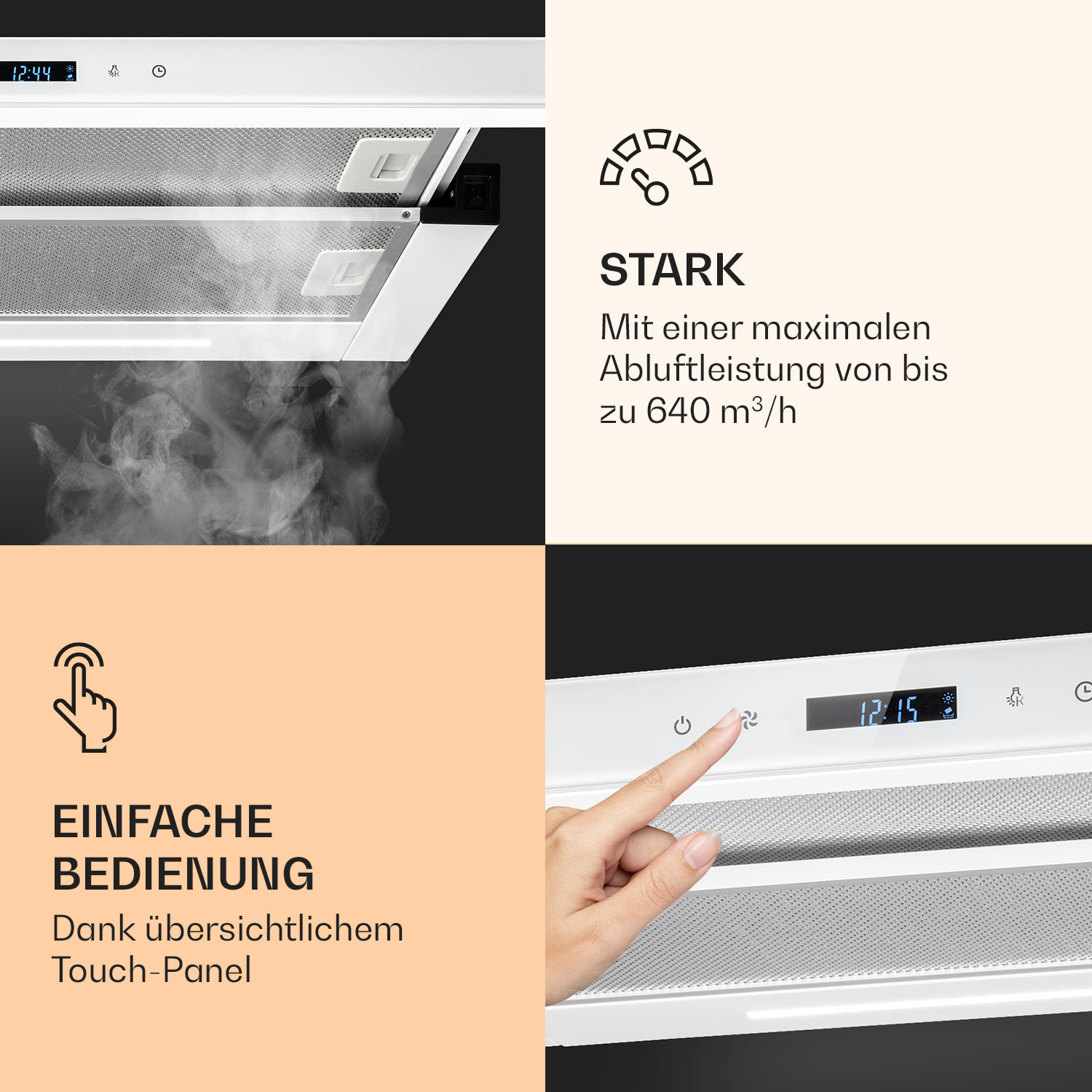 Mariana Neo 60 Flachschirmhaube 60cm 640 m³/h Abluft LED 60 cm | Weiß