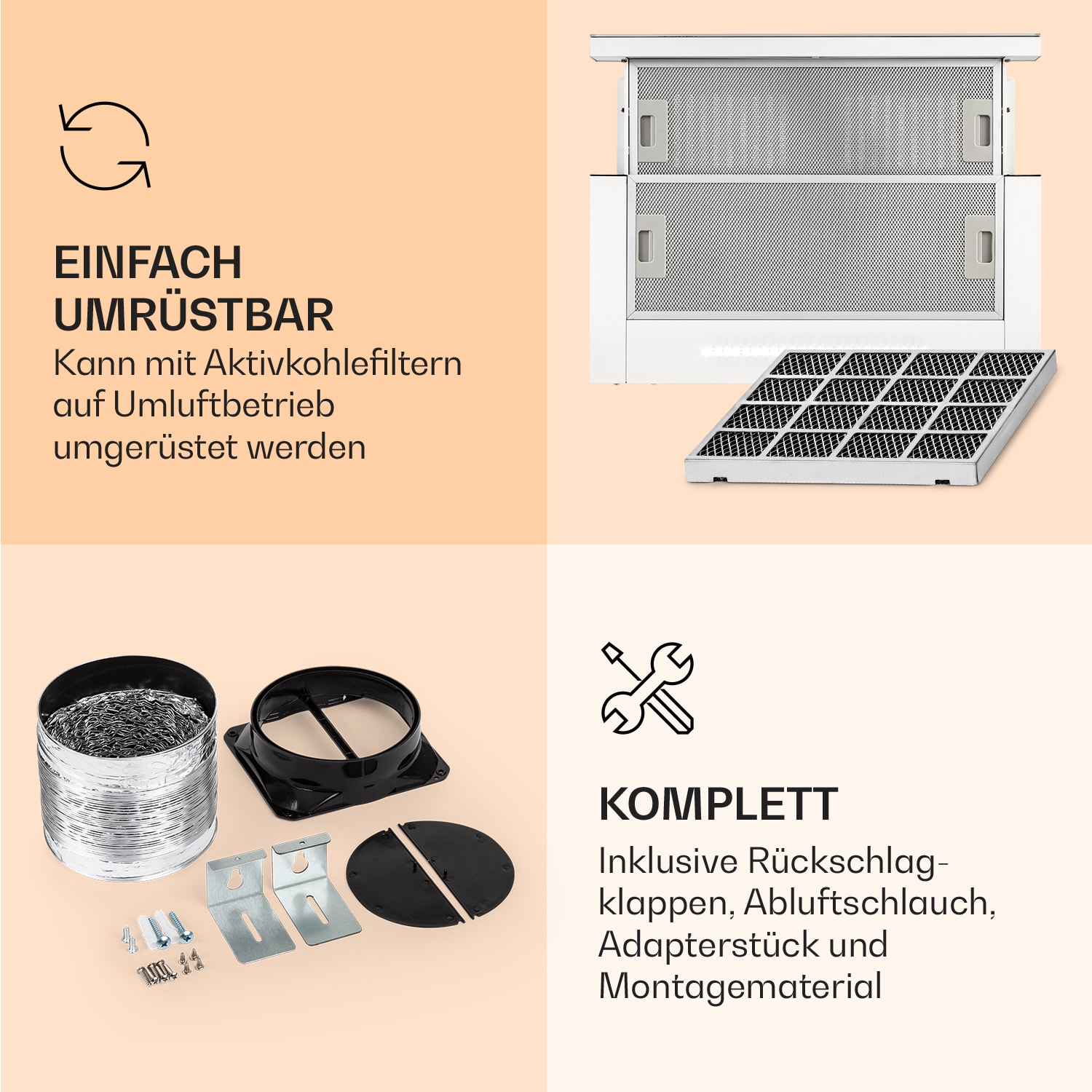 Mariana Neo 60 Flachschirmhaube 60cm 640 m³/h Abluft LED 60 cm | Weiß