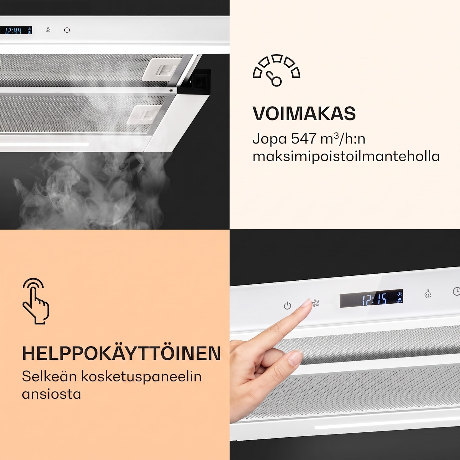 Mariana Neo 60, liesituuletin, 60 cm, 547 m³/h, poistoilma, LED 60 cm | Valkoinen