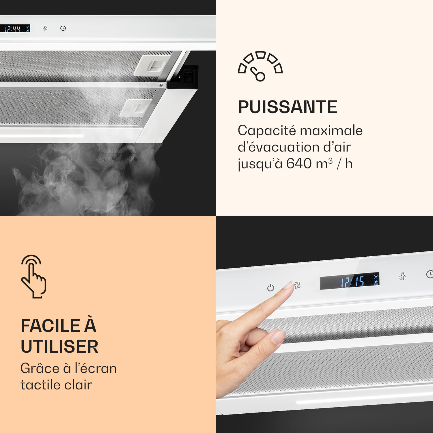 Mariana Neo 60 hotte casquette 60cm 640 m³/h extraction LED 60 cm | Bijela