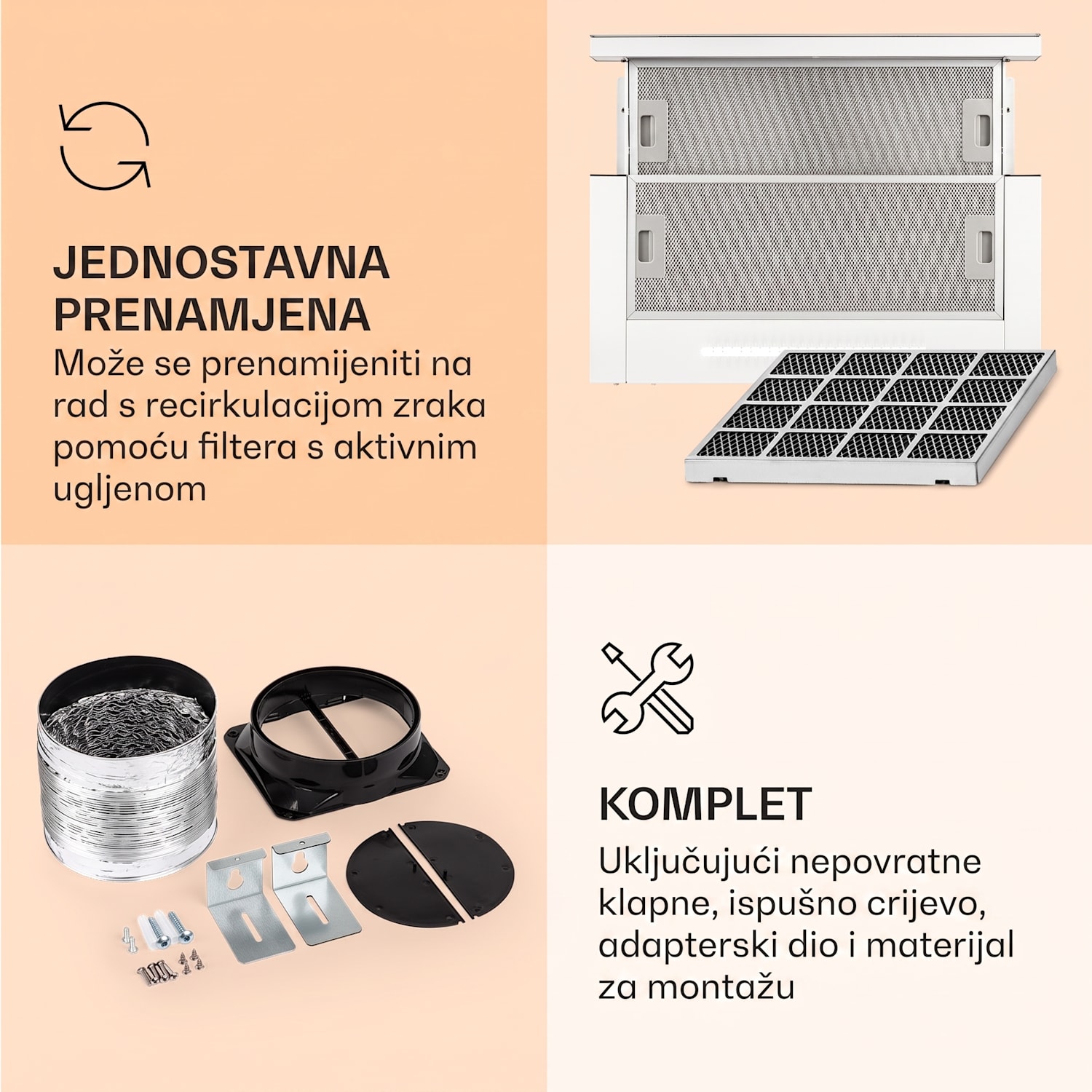 Mariana Neo 60, kuhinjska napa na izvlačenje, 60 cm, 640 m³ / h, usisavanje zraka, LED 60 cm | Bijela