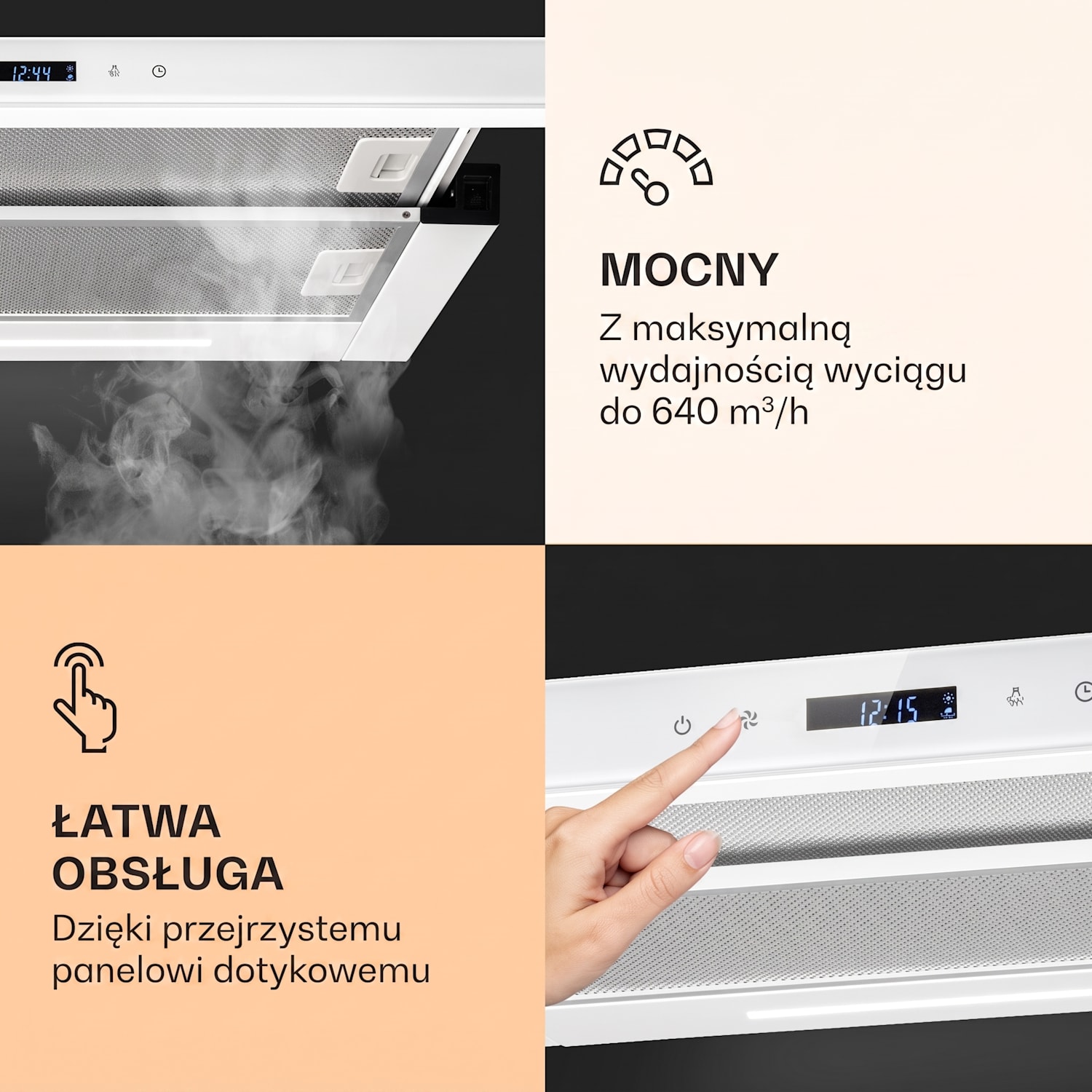 Mariana Neo 60, okap kuchenny teleskopowy, 60 cm, 640 m³/h, LED 60 cm | Biały
