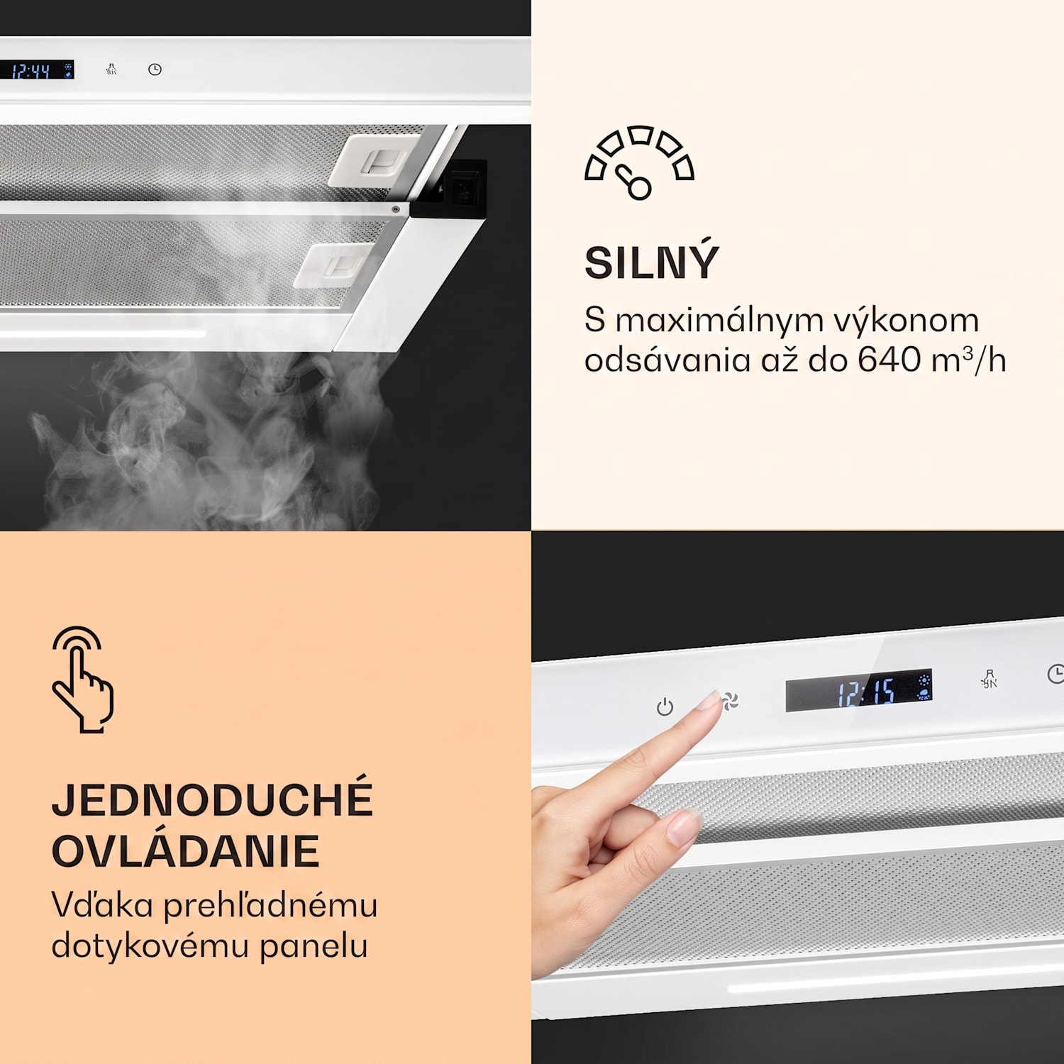 Mariana Neo 60, plochý digestor, 60 cm, 640 m³/h, odsávanie vzduchu, LED 60 cm | Biela