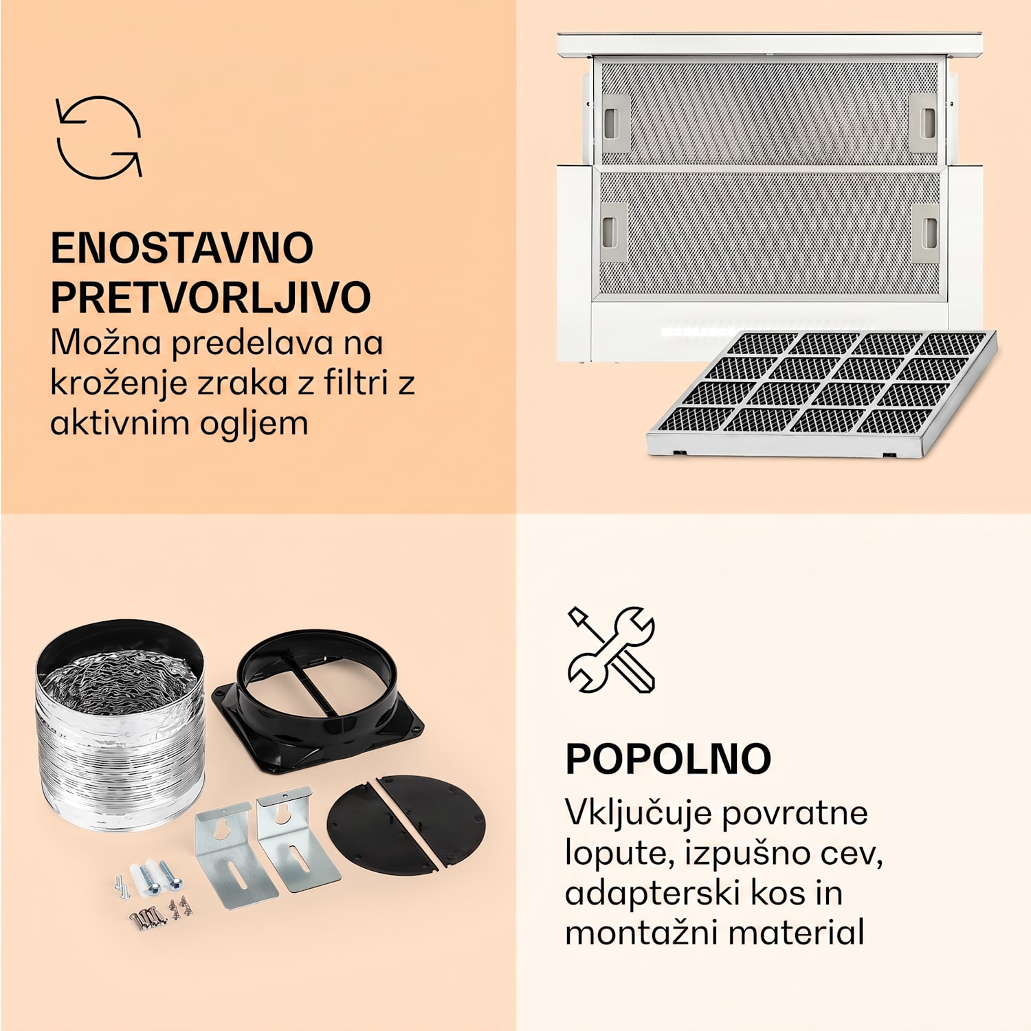 Mariana Neo 60, izvlečna napa, 60 cm, 640 m³/h, odsesavanje, LED 60 cm | Bela