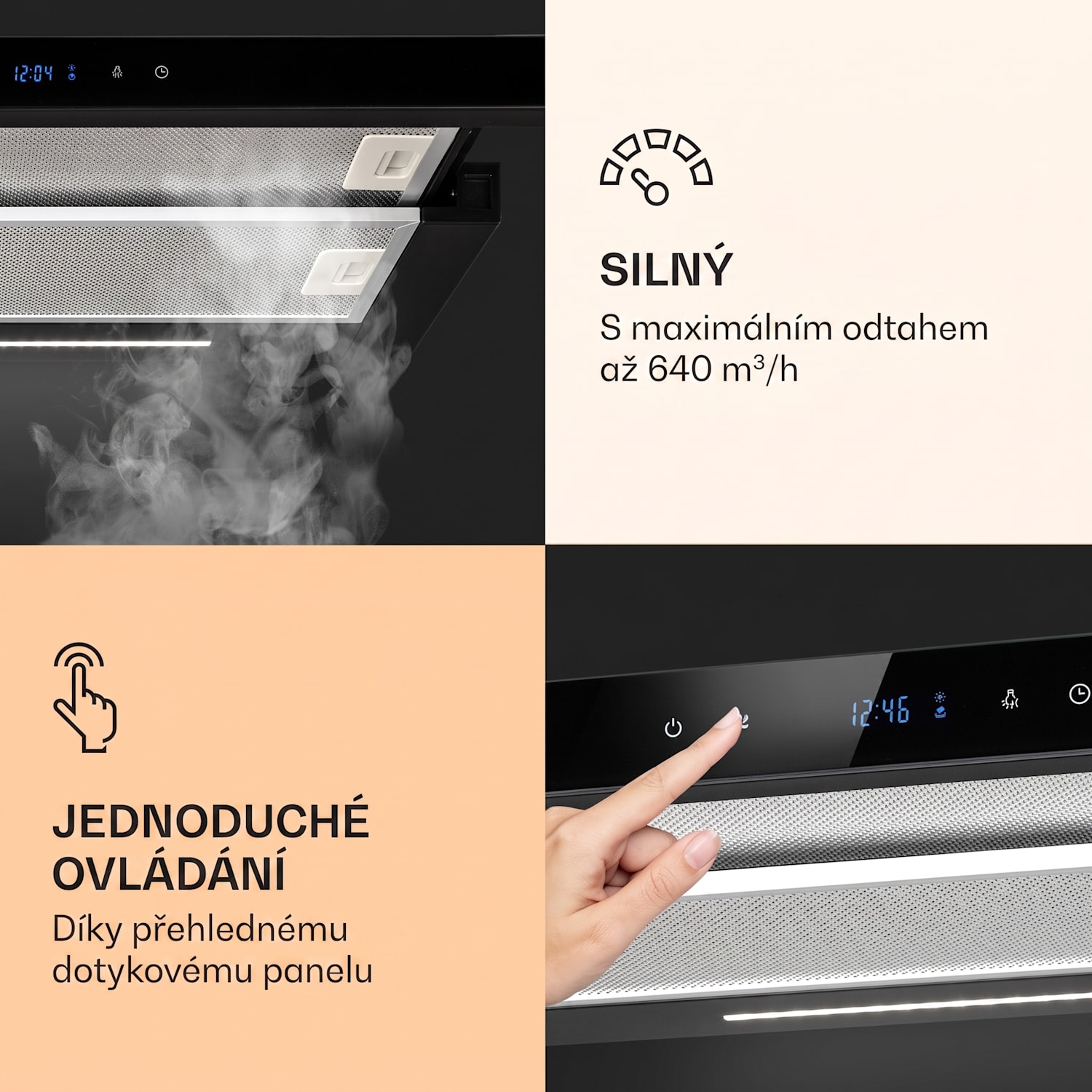 Mariana Neo 60, digestoř, 60 cm, vestavná, 640 m³/h, LED, černá 60 cm | Černá