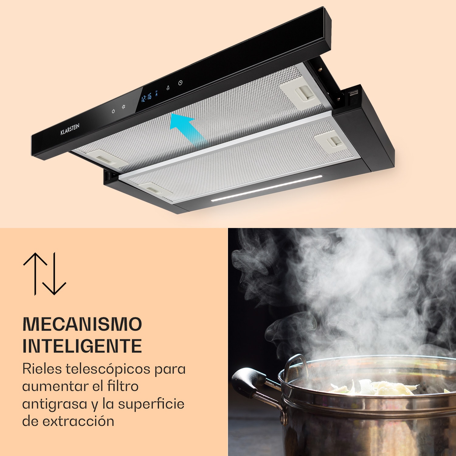 Campana extractora de pantalla plana Mariana Neo 60, 60 cm, extracción de aire 640 m³/h, LED 60 cm | Negro