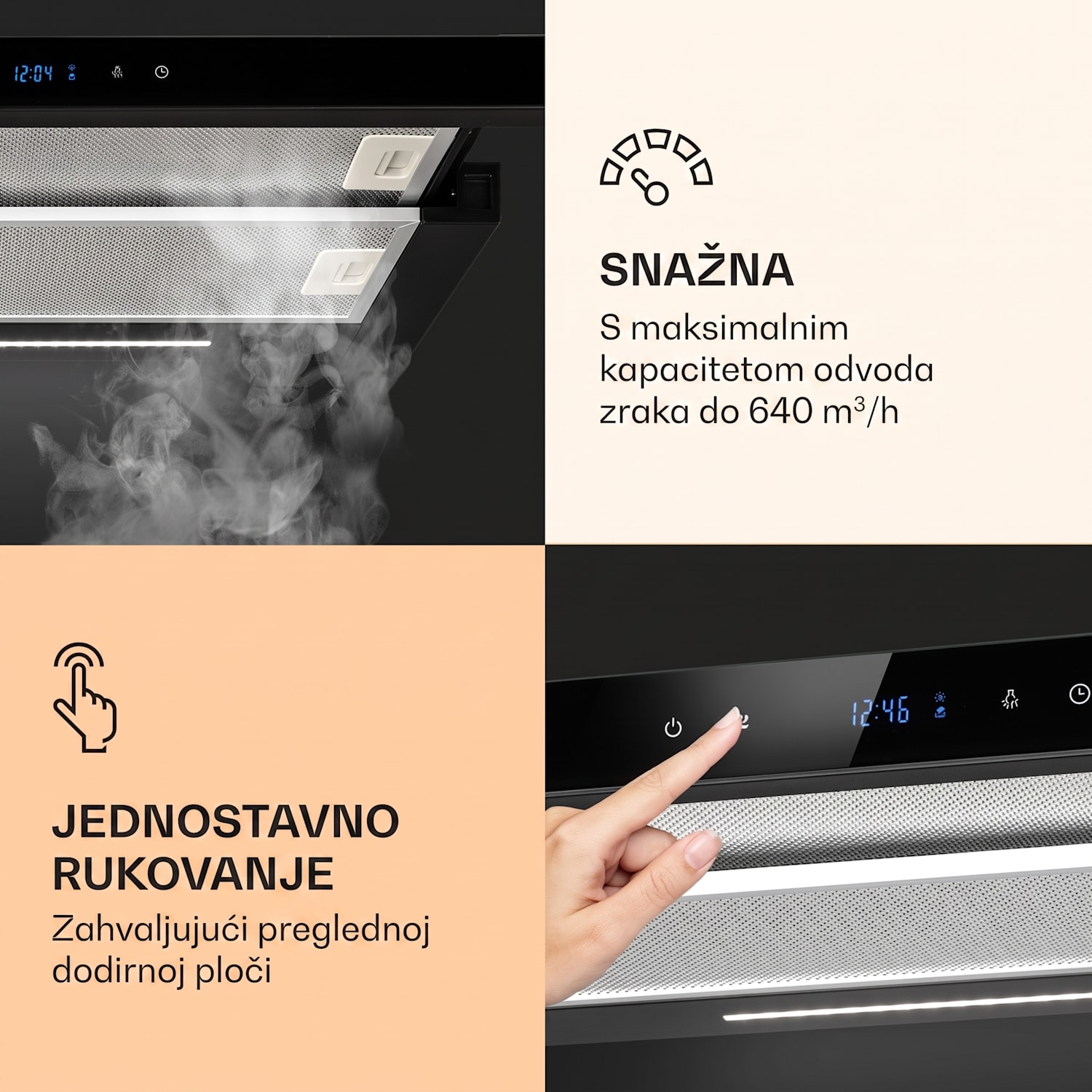 Mariana Neo 60, ravna napa, 60 cm, 640 m³ / h, vanjski ispuh, LED 60 cm | Crna