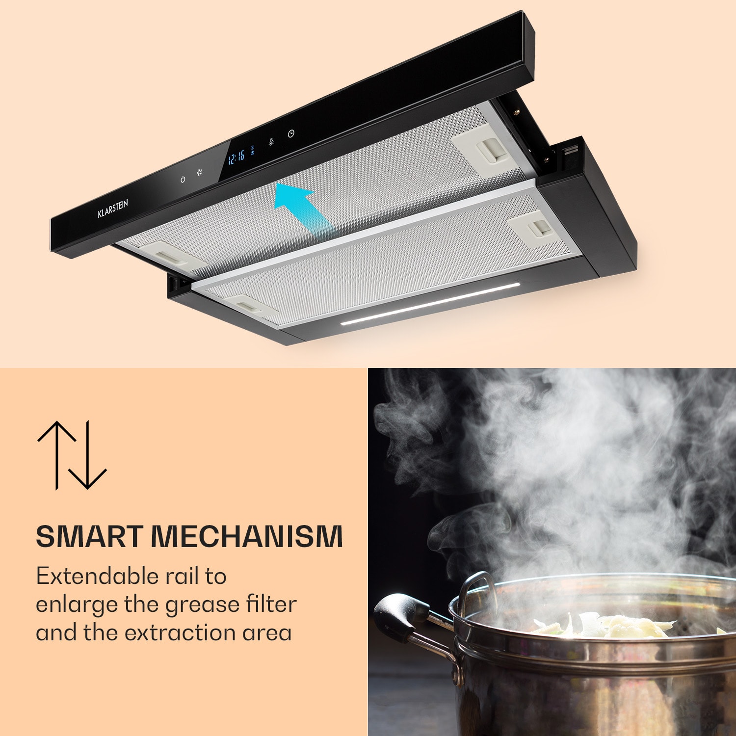 Mariana Neo 60, Flat Screen Hood, 60cm, 640 m³ / h, Exhaust Air, LED 60 cm | Black