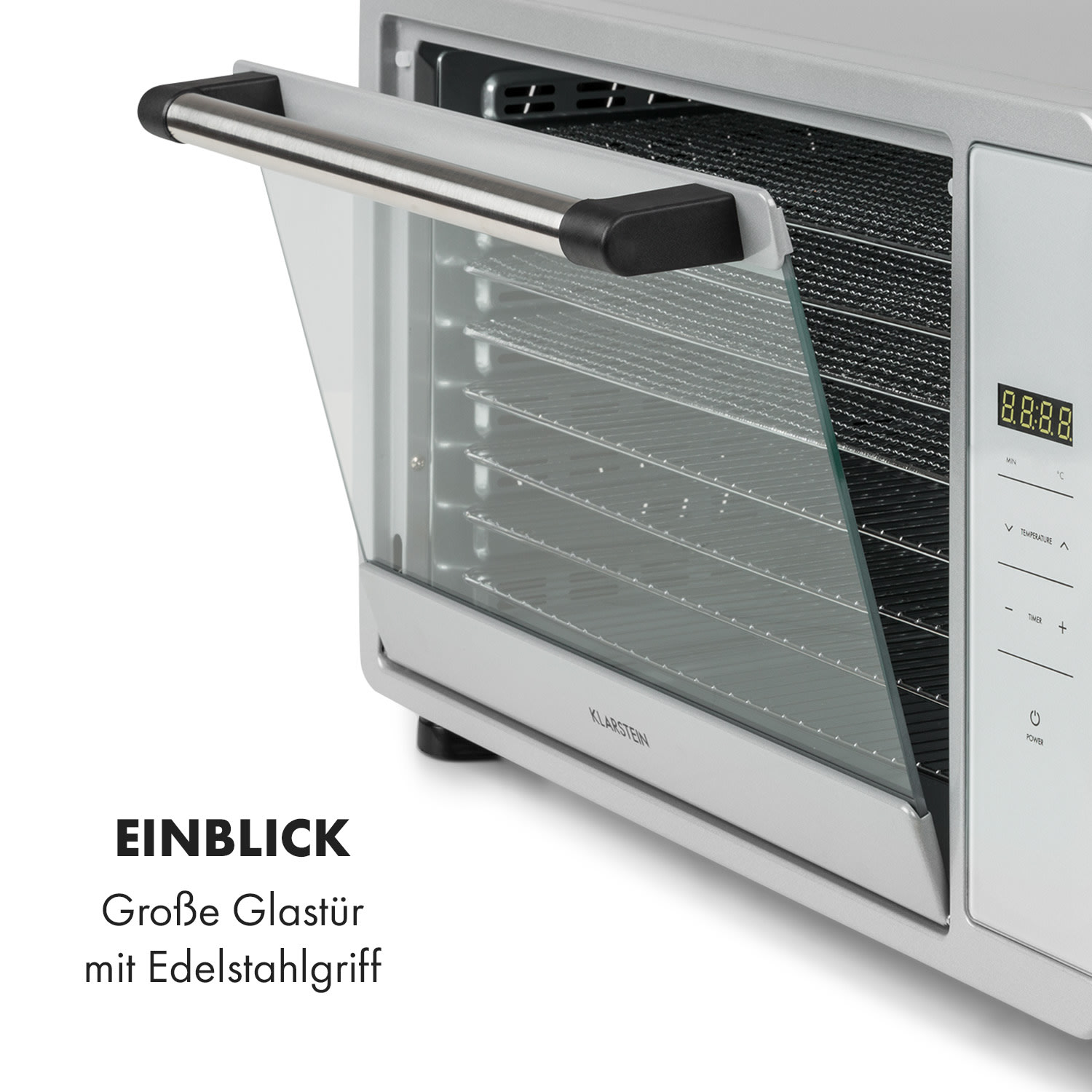Mega Jerky Dörrautomat 650W 35-80°C LC-Touch-Display Timer 8 Ebenen Silber-Metallic