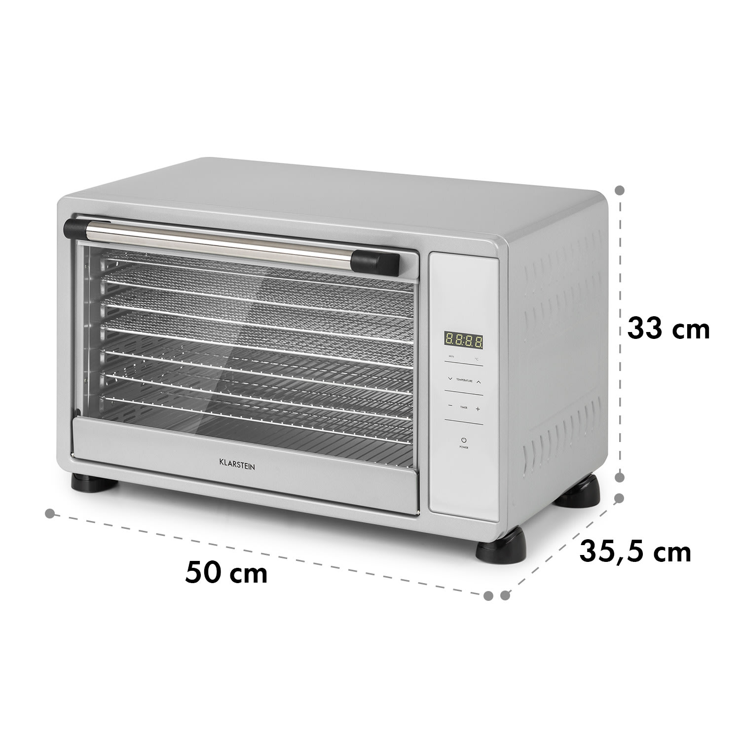 Mega Jerky, sušička, 650 W, 35-80 °C, dotykový LCD displej, časovač Stříbrná metalíza