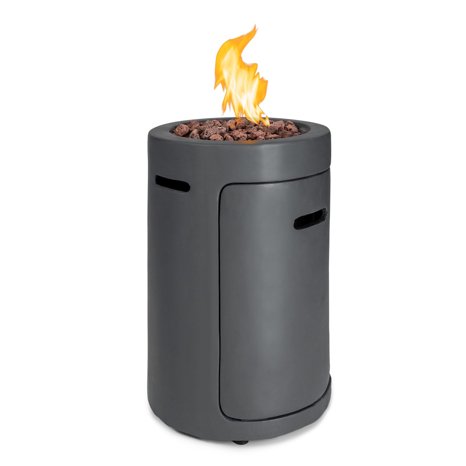 Crete Gas-Feuerstelle 13 kW Flüssiggas Edelstahl  Dunkelgrauer Stein