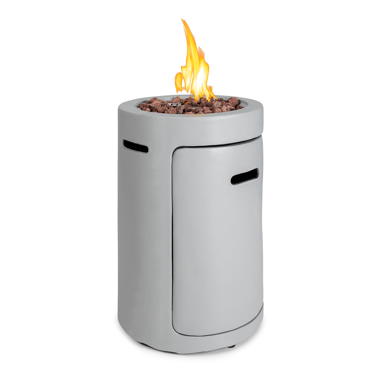 Crete Gas-Feuerstelle 13 kW Flüssiggas Edelstahl  Hellgrauer Stein