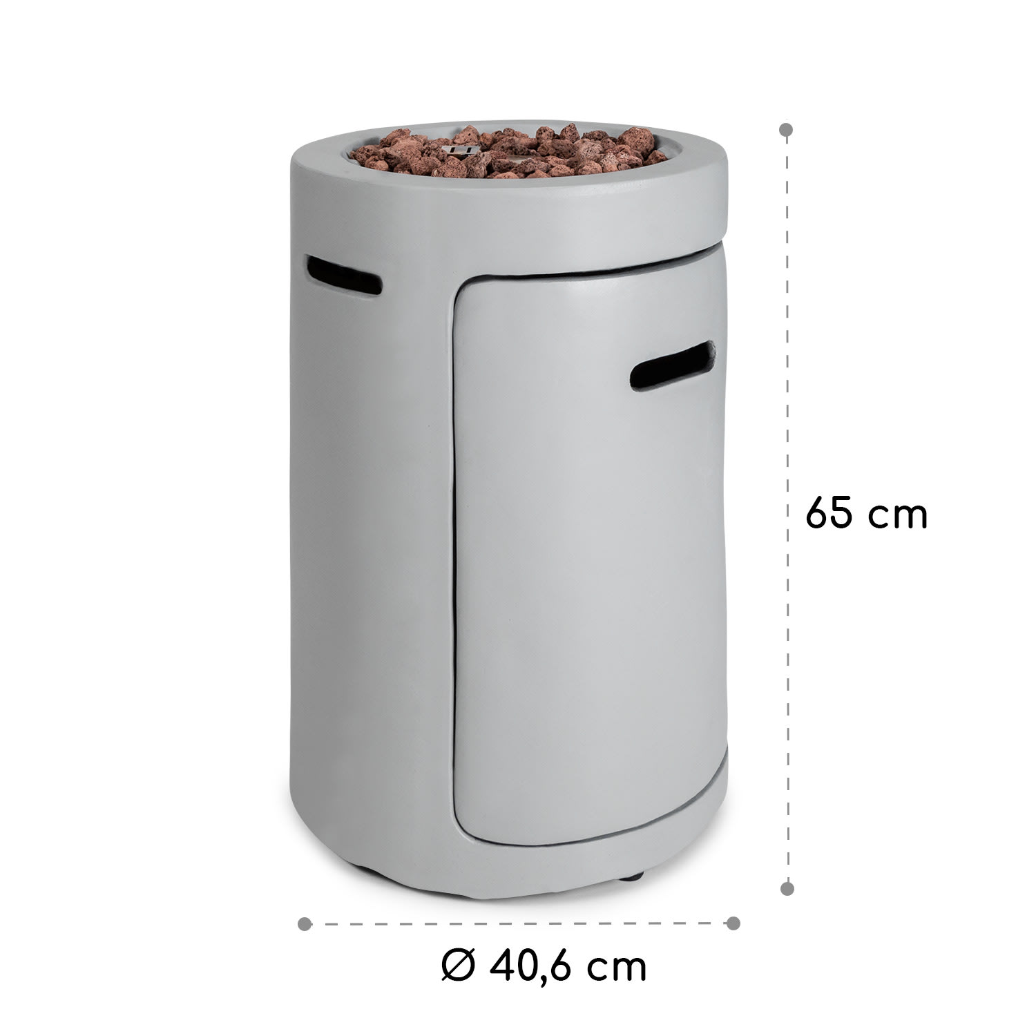 Crete Gas-Feuerstelle 13 kW Flüssiggas Edelstahl  Hellgrauer Stein