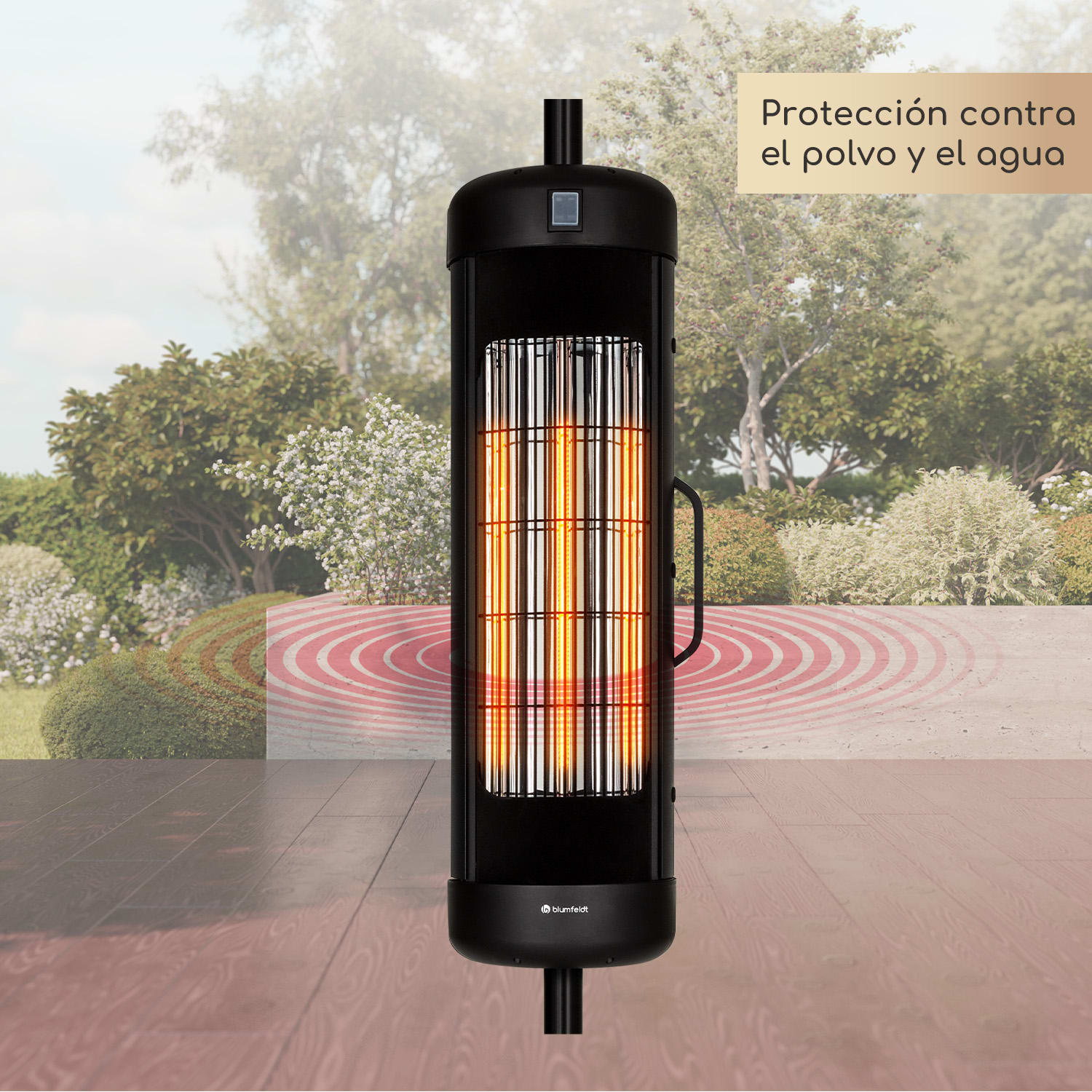 Heat Guru Turbo calefactor radiante 2000W IP54 instalación en sombrilla al aire libre