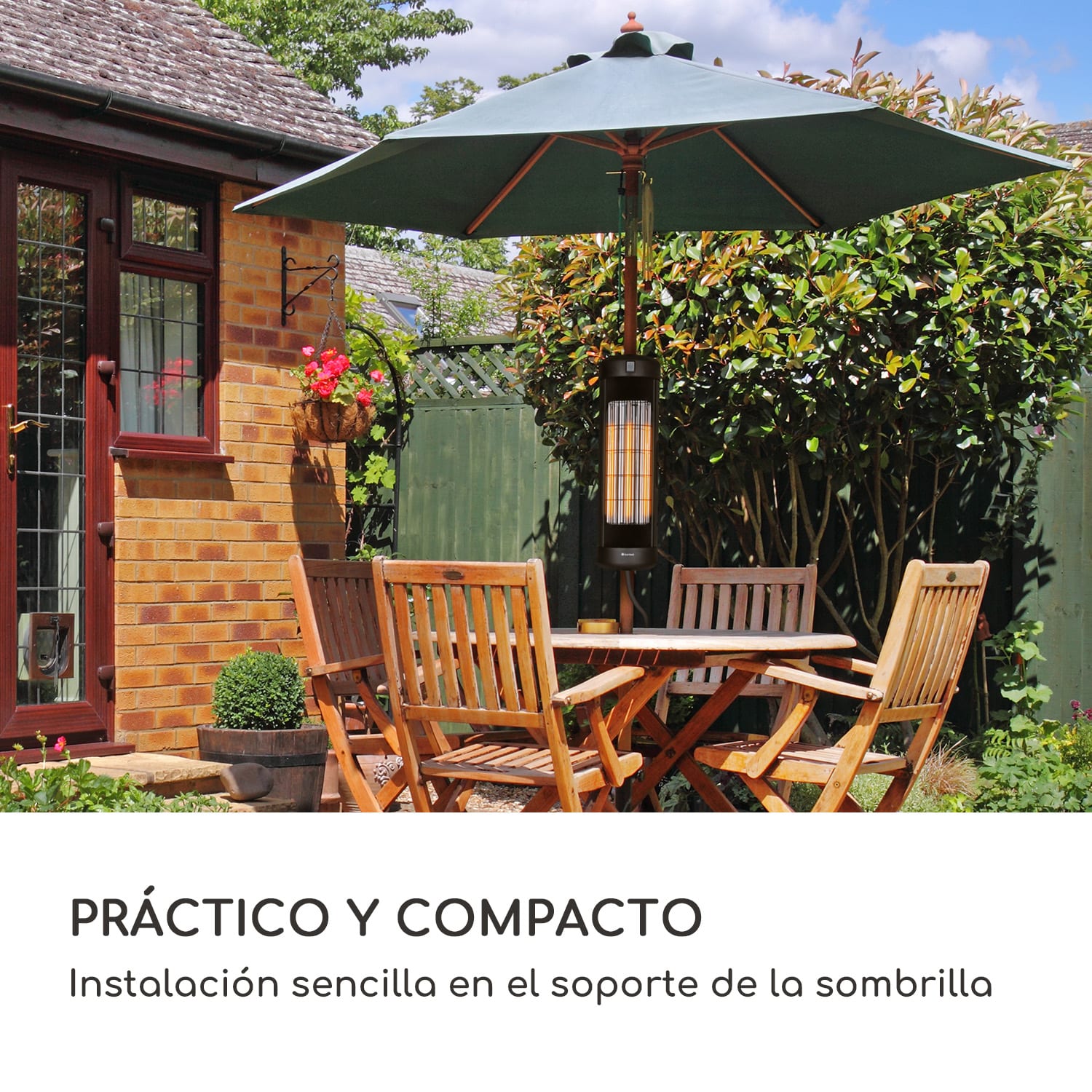 Heat Guru Turbo calefactor radiante 2000W IP54 instalación en sombrilla al aire libre