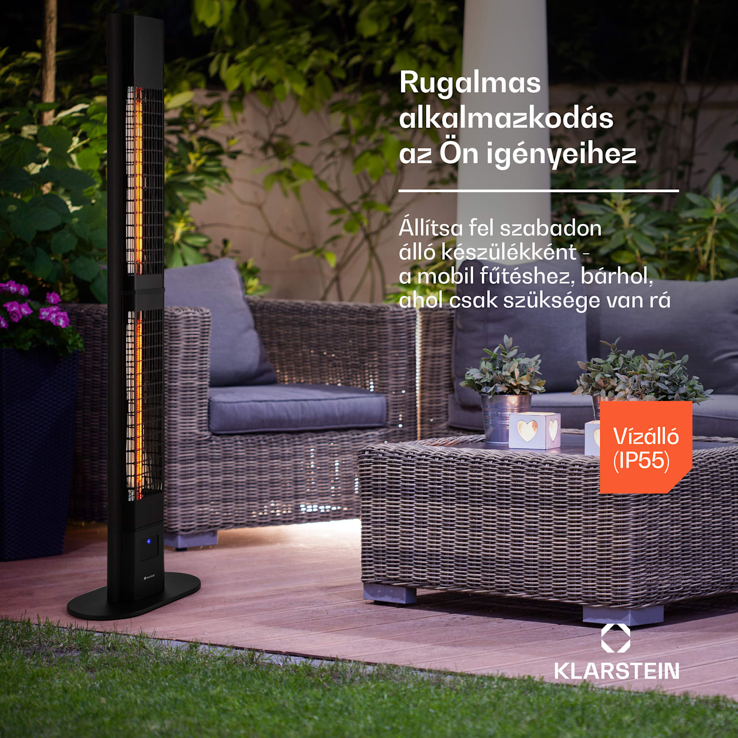 Heat Guru 3000, sugárzó fűtőtest, 3000 W, IP54, kültéri használatra, távirányító 3000 W