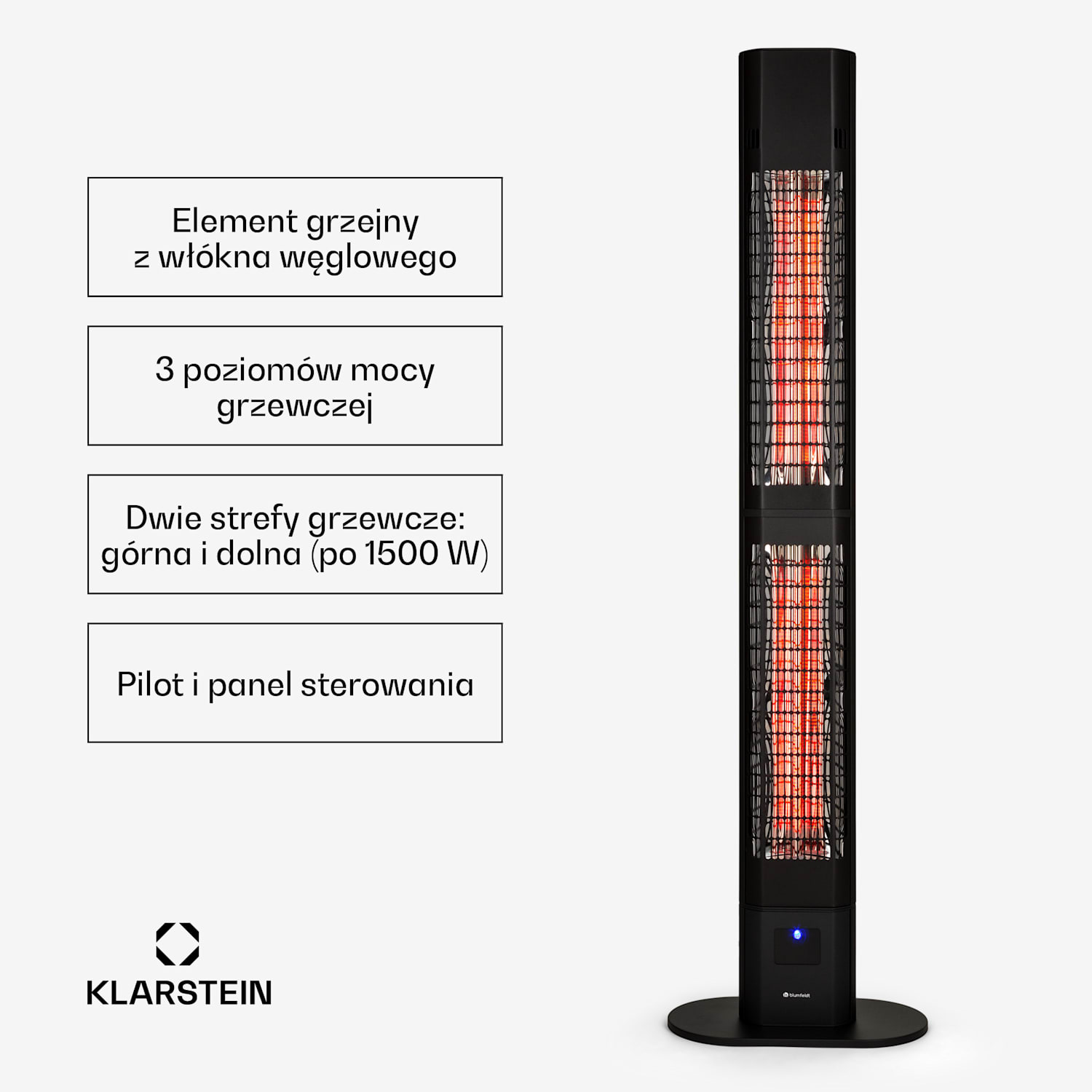 Heat Guru 3000, promiennik podczerwieni tarasowy, kolumnowy, 3000 W, IP54, pilot zdalnego sterowania 3000 W