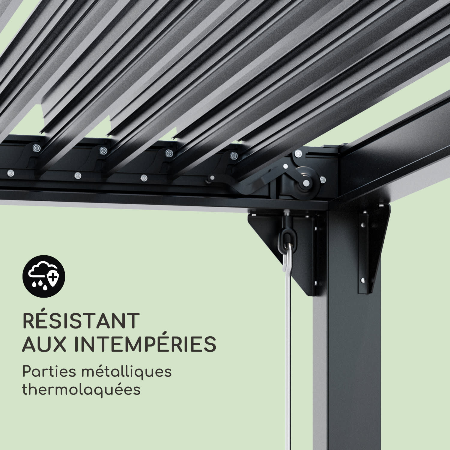 Pantheon Climax Ambient 3x3 m 4 poteaux d'angle toit bioclimatique 3 x 3 m | Noir