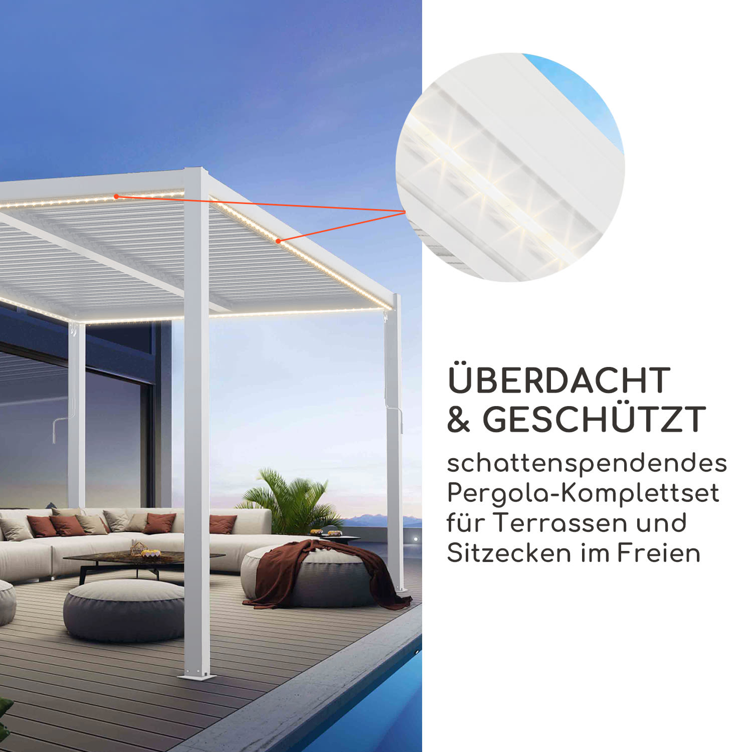 Pantheon Climax Ambient 3x3 m 4 Eckpfosten bioklimatisches Dach 3 x 3 m | Weiß