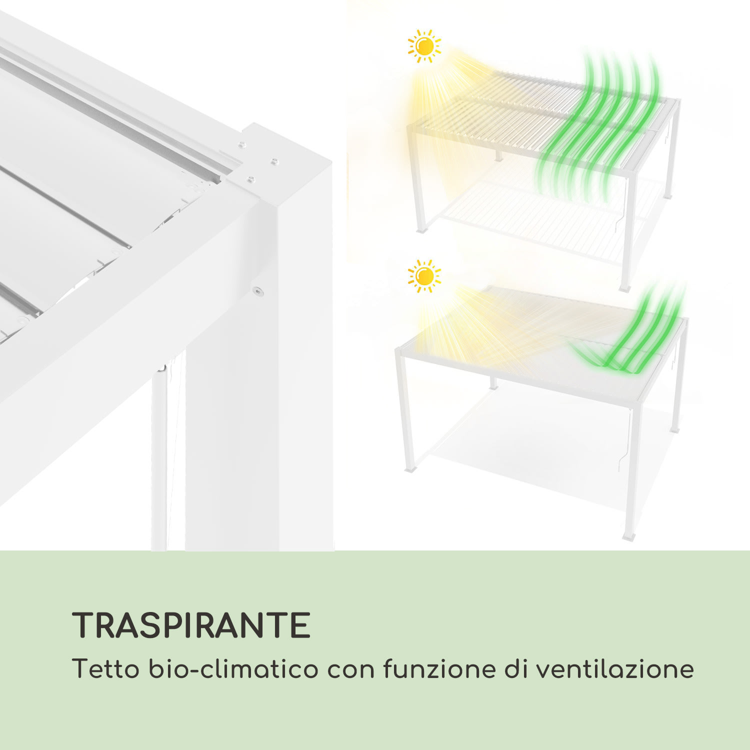 Pantheon Climax Ambient 3x3 m, 4 paletti, tetto bioclimatico 3 x 3 m | Bianco
