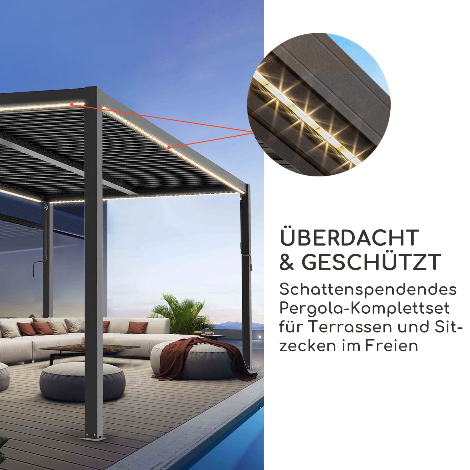 Pantheon Climax Ambient 3x4 m 4 Eckpfosten bioklimatisches Dach 3 x 4 m | Schwarz