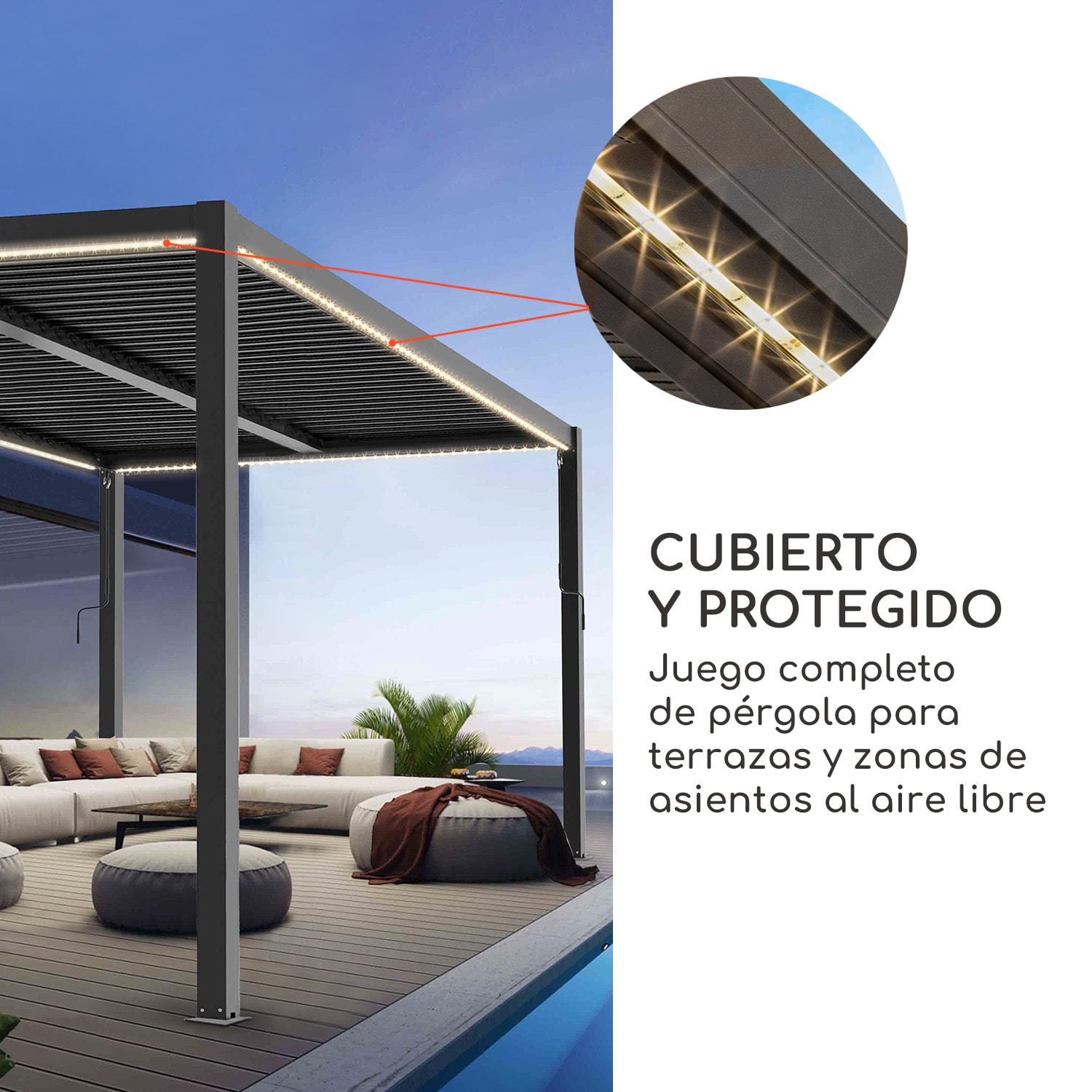 Pantheon Climax Ambient 3x4 m 4 esquineros Techo bioclimático 3 x 4 m | Negro