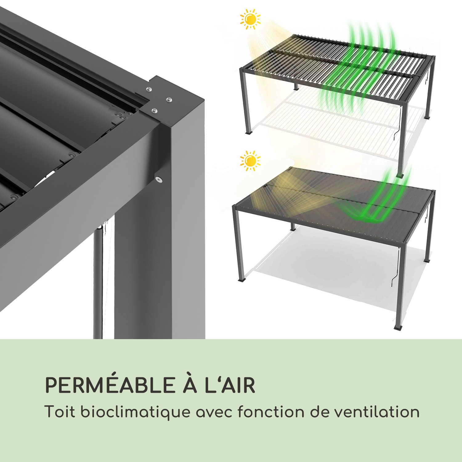 Pantheon Climax Ambient 3x4 m 4 hoekpalen bioklimatisch dak 3 x 4 m | Zwart